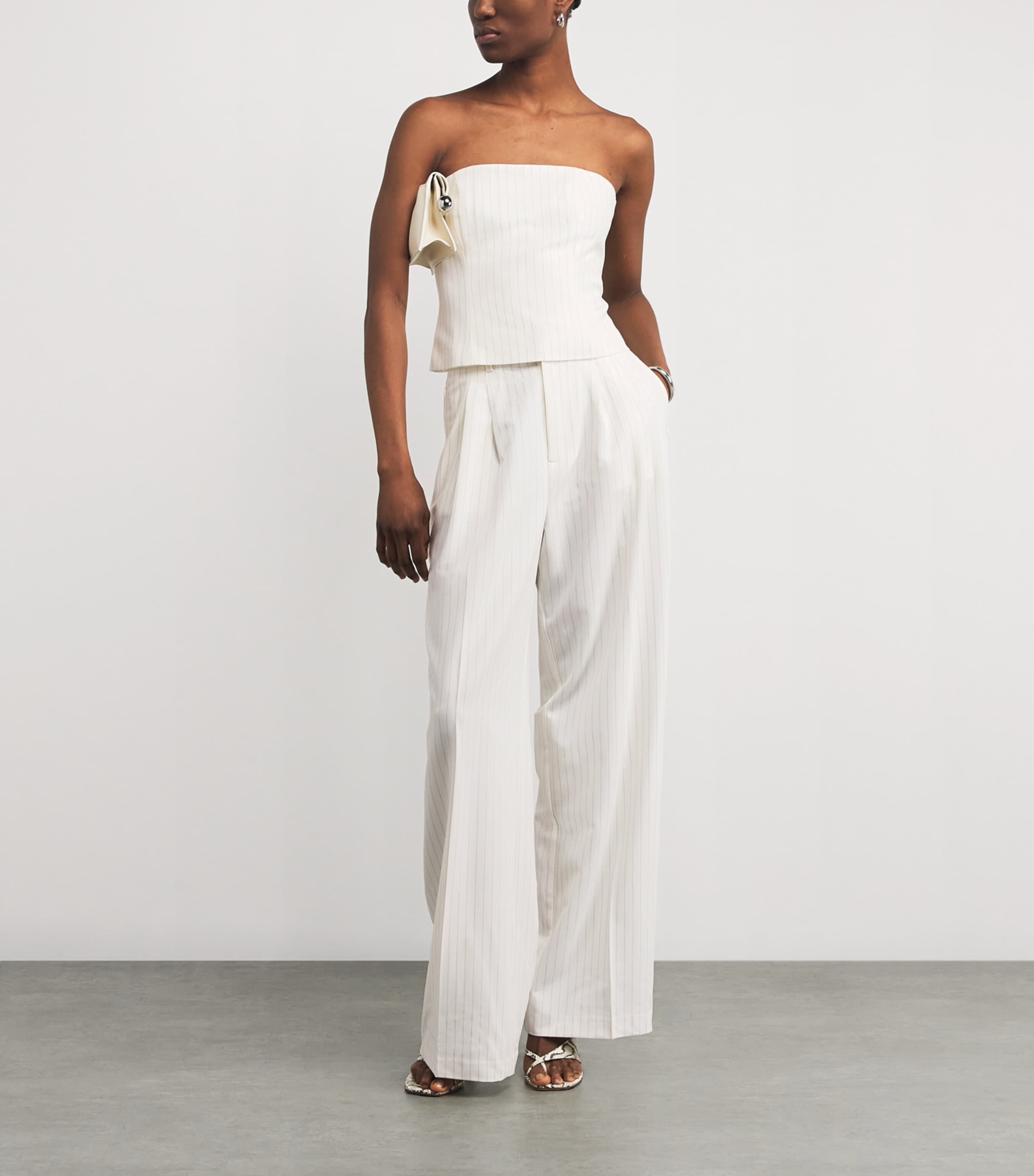 Stripe Essential Suiting Crop Top CHESTNUT PIN STRIPE Image 2