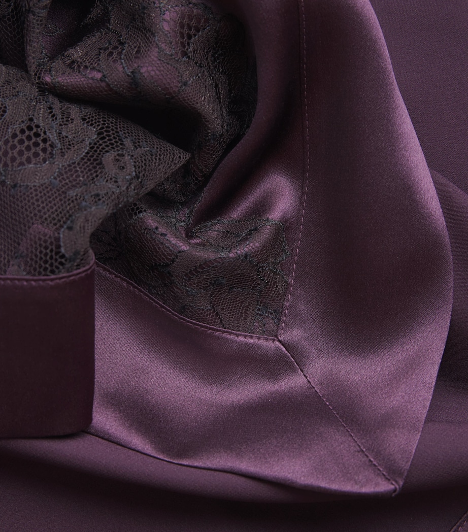 Silk Lace-Detail Long Robe PRUGNE/EBENE Image 5