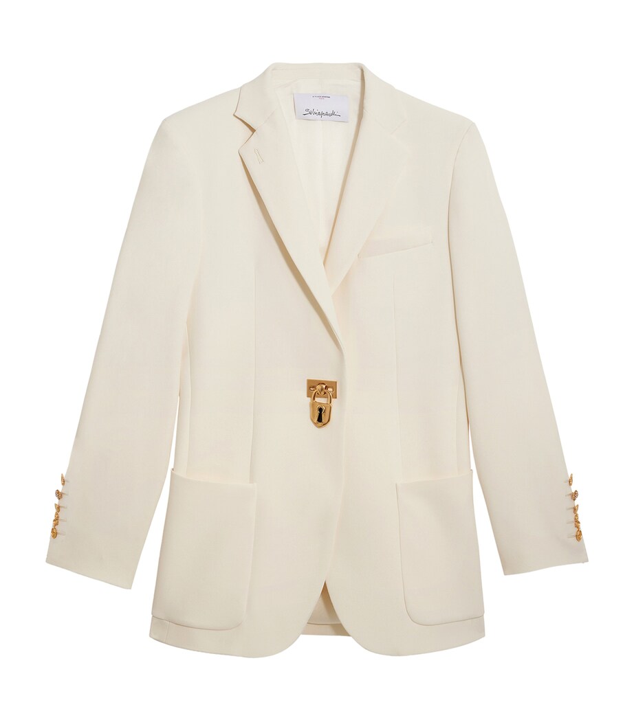 Schiaparelli Womens Padlock Blazer Ecru Image 1