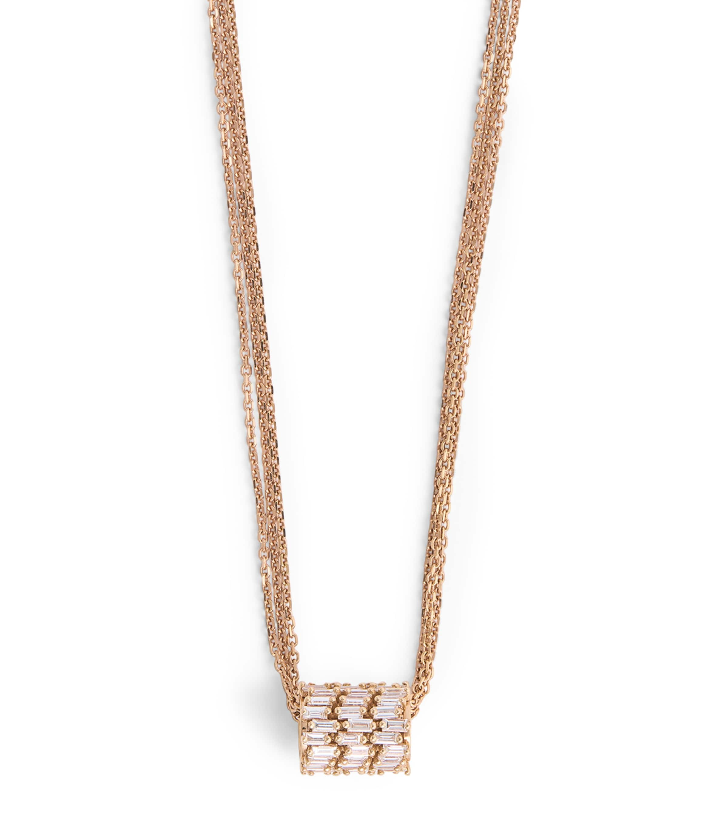 Suzanne Kalan Rose Gold And Diamond Infinite Three-rondelle Pendant Necklace