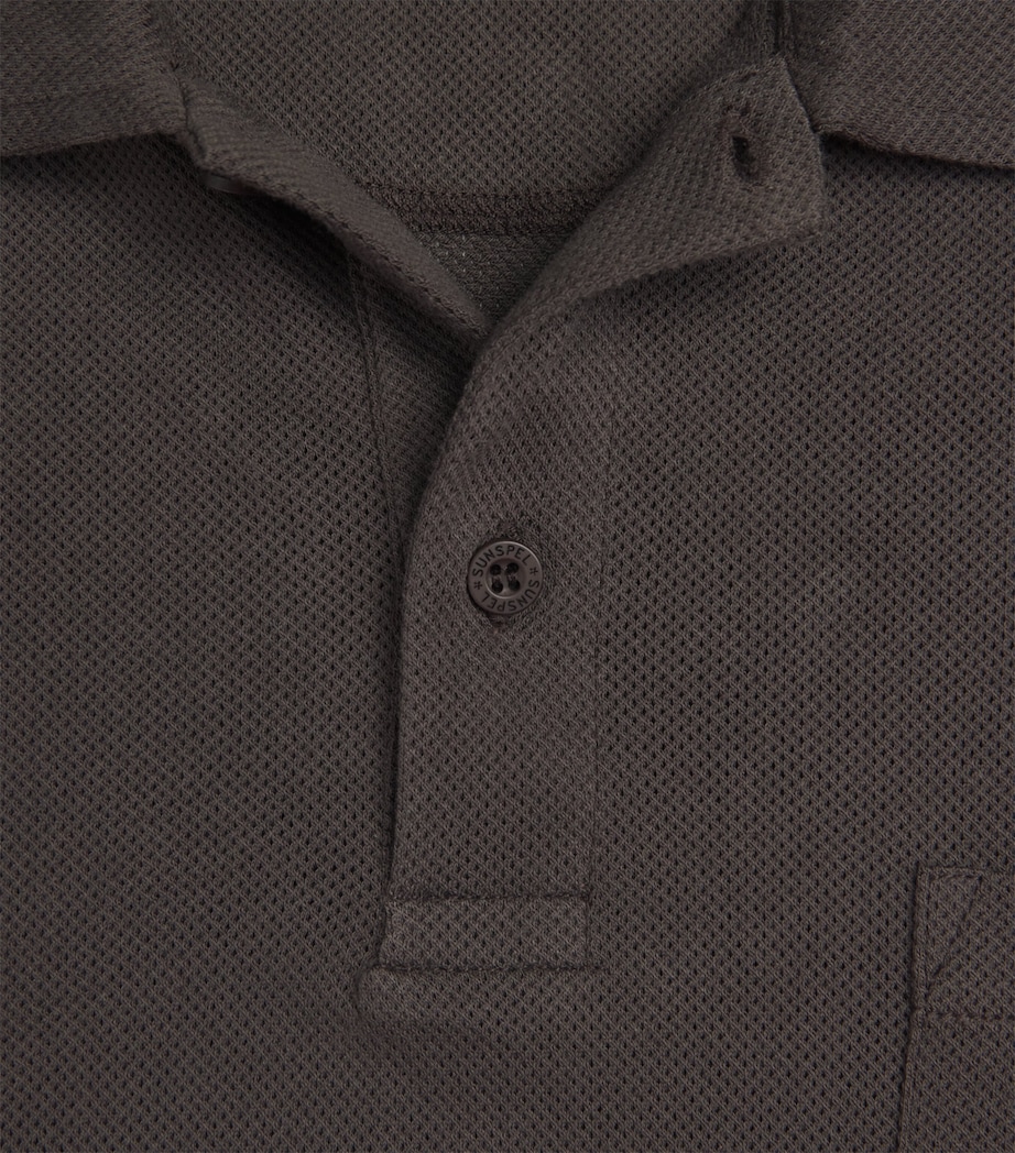 Sunspel Mens Supima Cotton Riviera Polo Shirt Brgs Dark Chocolate Image 6