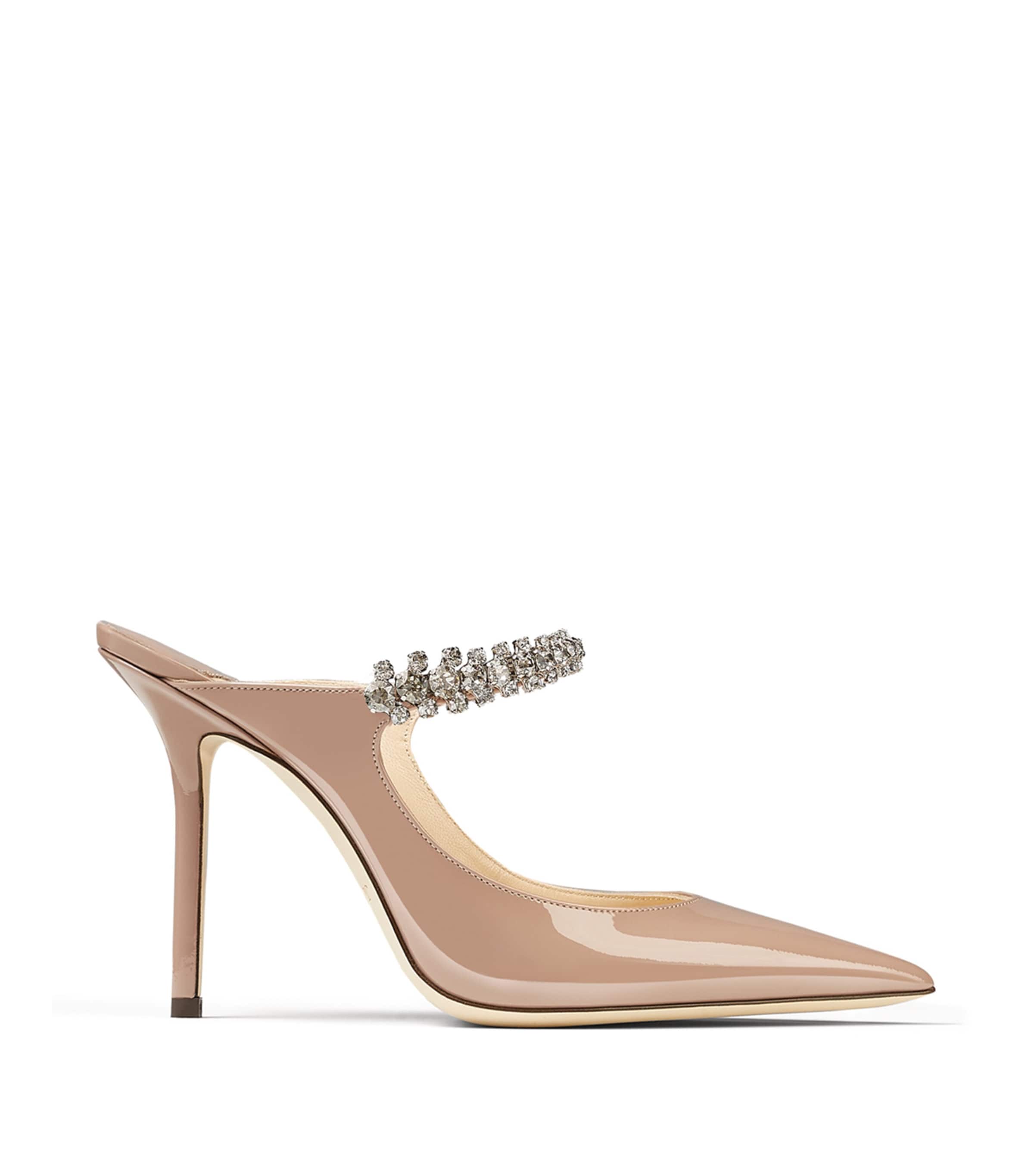 Jimmy Choo Womens Ballet Pink Bing 100 Crystal-embellished Patent-leather Heeled Mules In Pink
