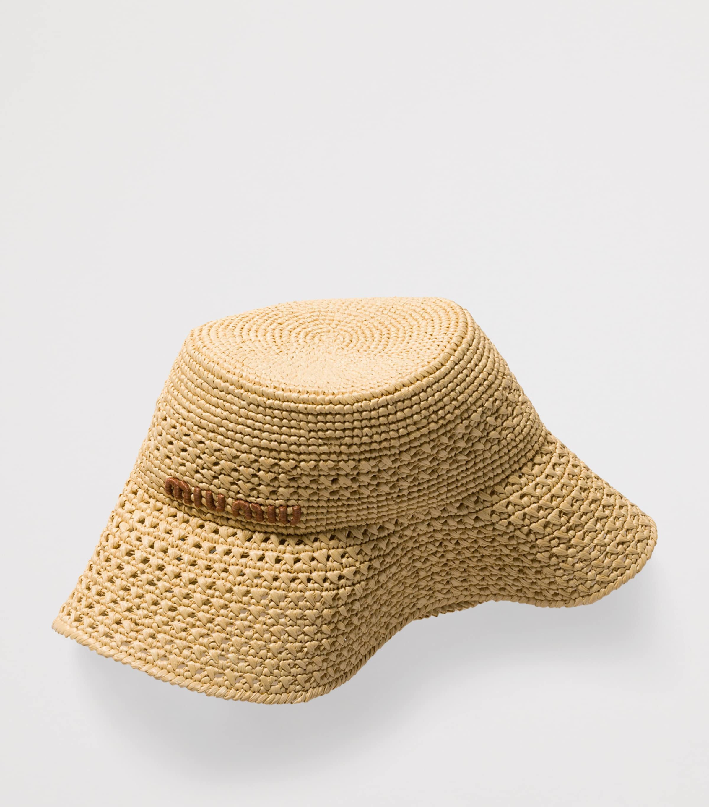 Miu Miu Neutral Woven Logo Bucket Hat | Harrods UK display picture 1