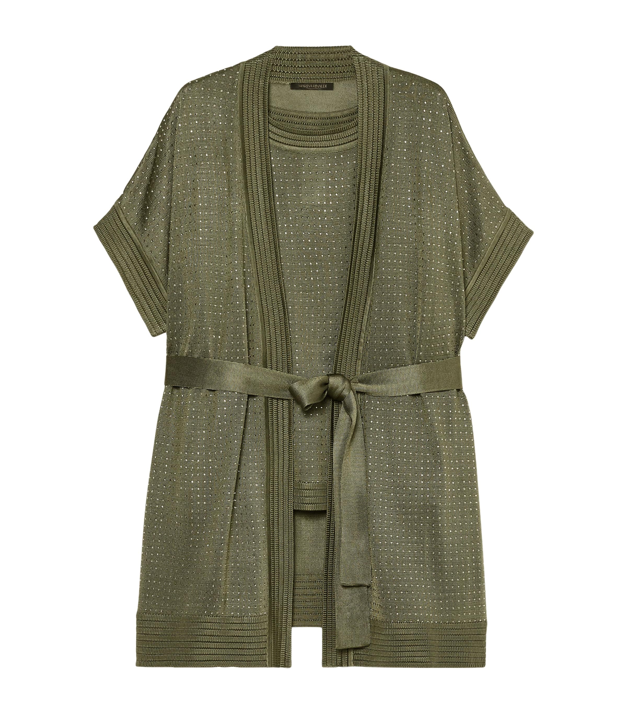 Marina Rinaldi Womens Knitted Cardigan and T-Shirt Set Kaki Image 1