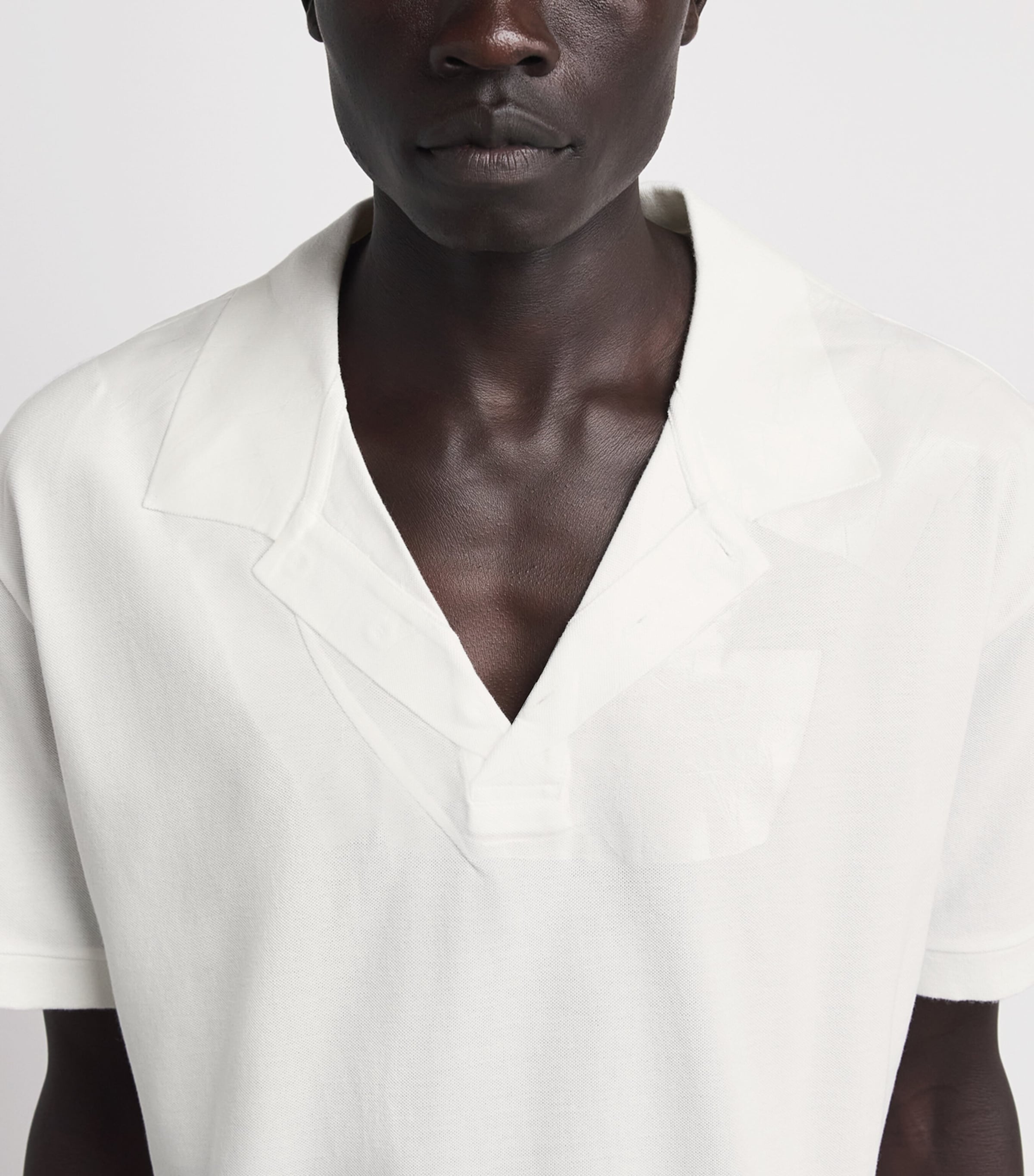Maison Margiela Mens Cotton Open-Collar Polo Shirt Off White Image 3