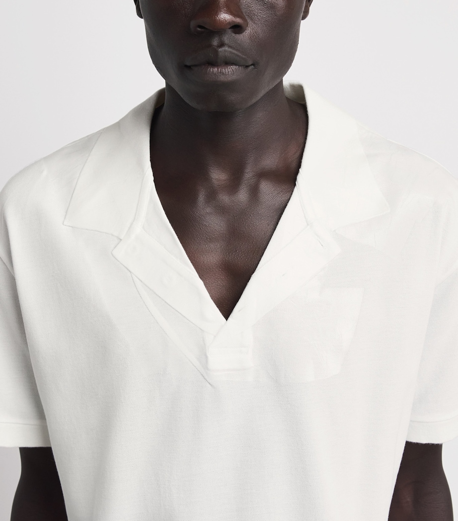 Maison Margiela Mens Cotton Open-Collar Polo Shirt Off White Image 3
