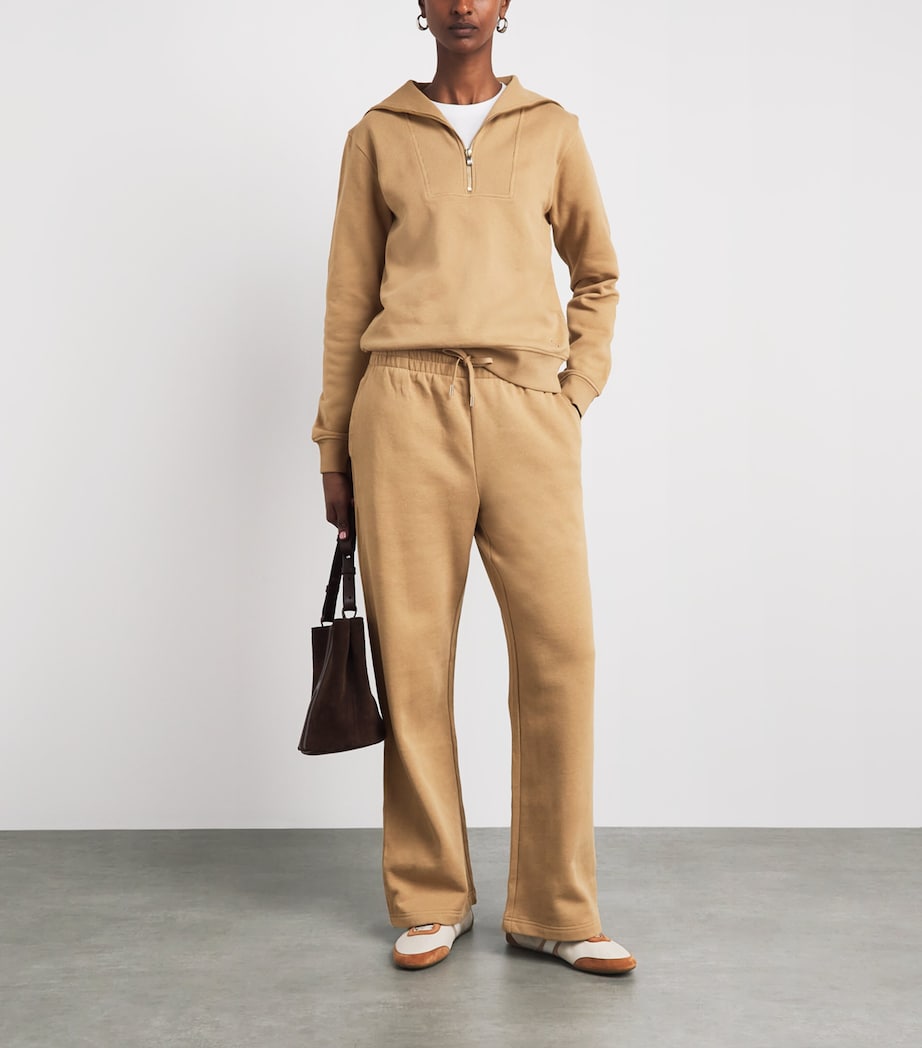 Harrods Womens Cotton Jersey Wide-Leg Sweatpants Camel Image 2