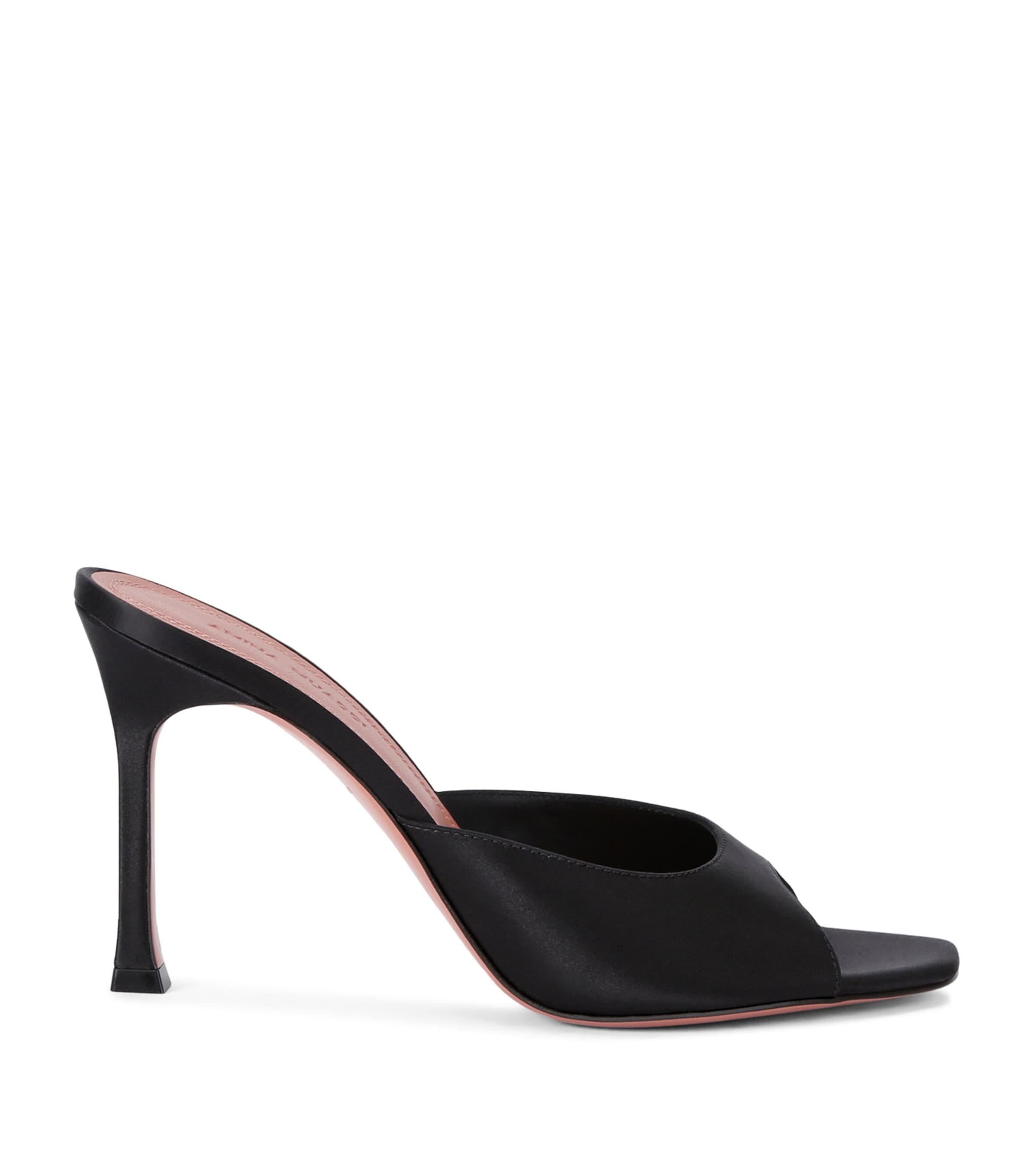 Shop Amina Muaddi Satin Alexa Mules 95 In Black