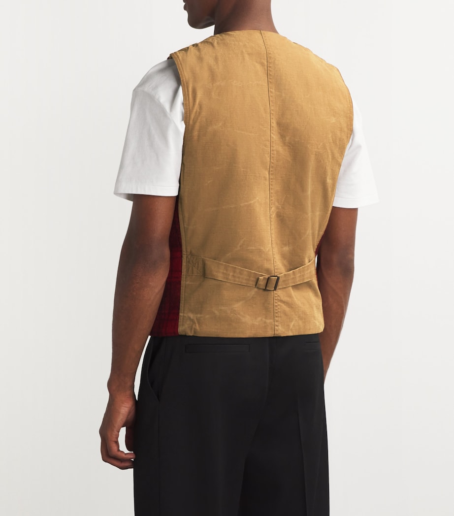 Wool Check Gilet RED Image 3