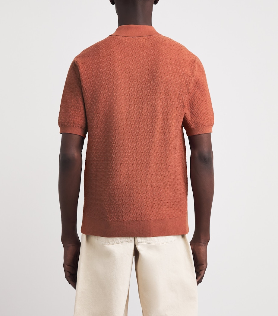 Wax London Mens Cotton-Cashmere Naples Polo Shirt Rust Image 5