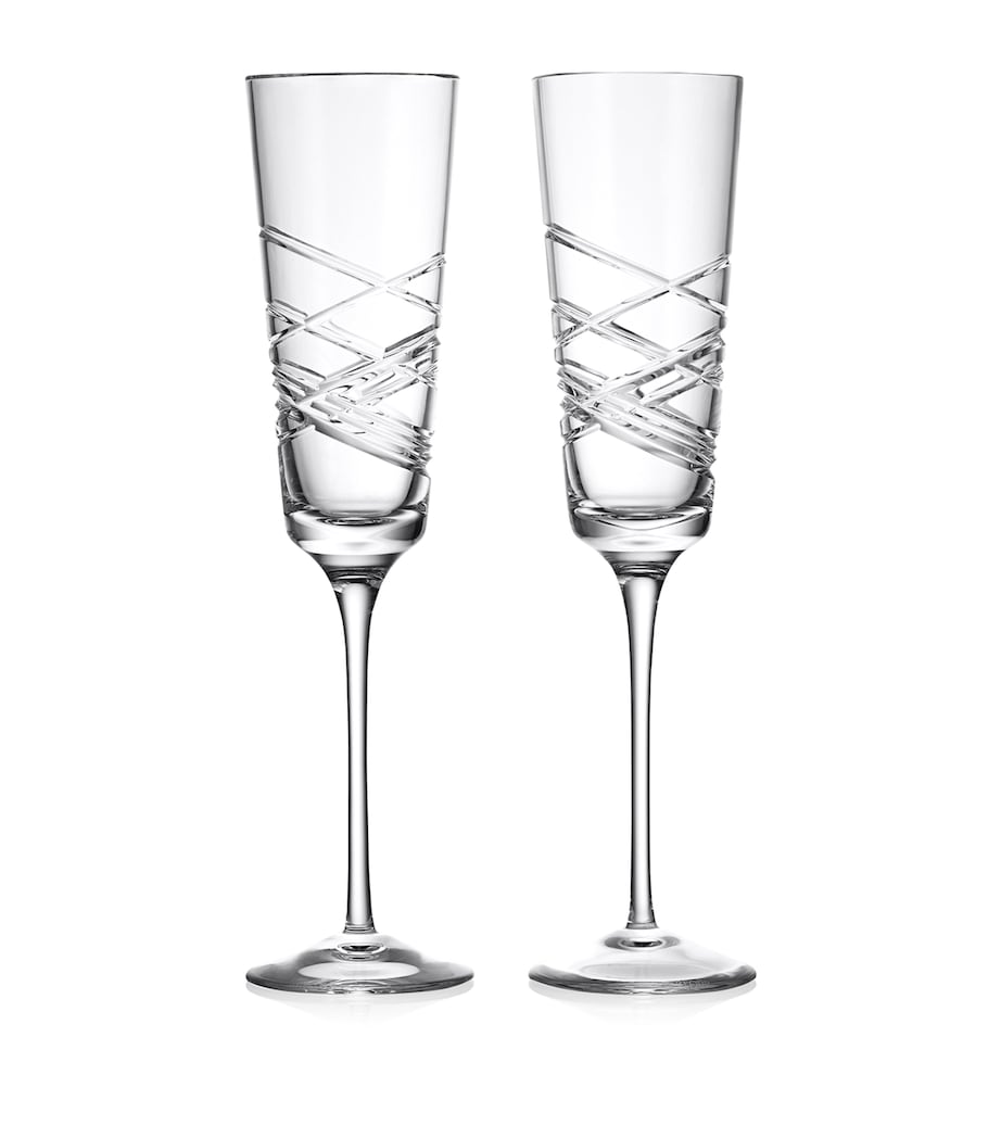 Set of 2 Crystal Aran Champagne Flutes (275ml) CLEAR Image 1