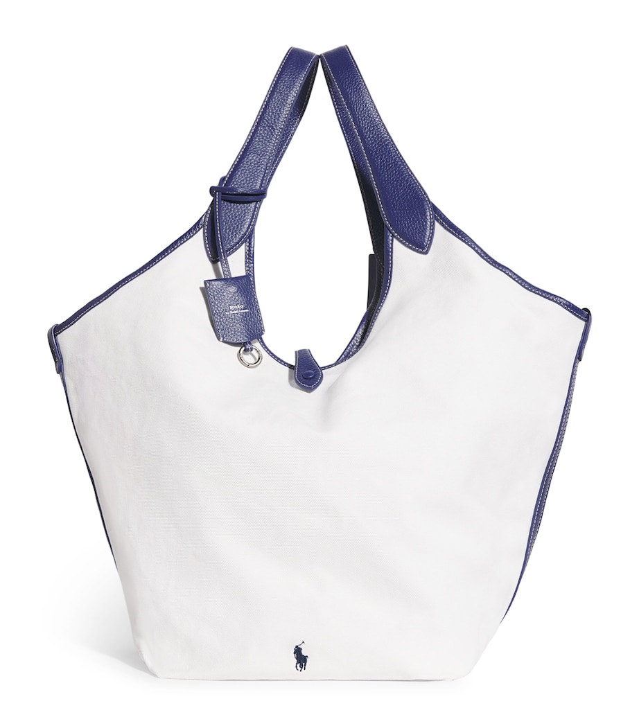 Polo Ralph Lauren Large Leather Polo Play Tote Bag White Mu Image 1