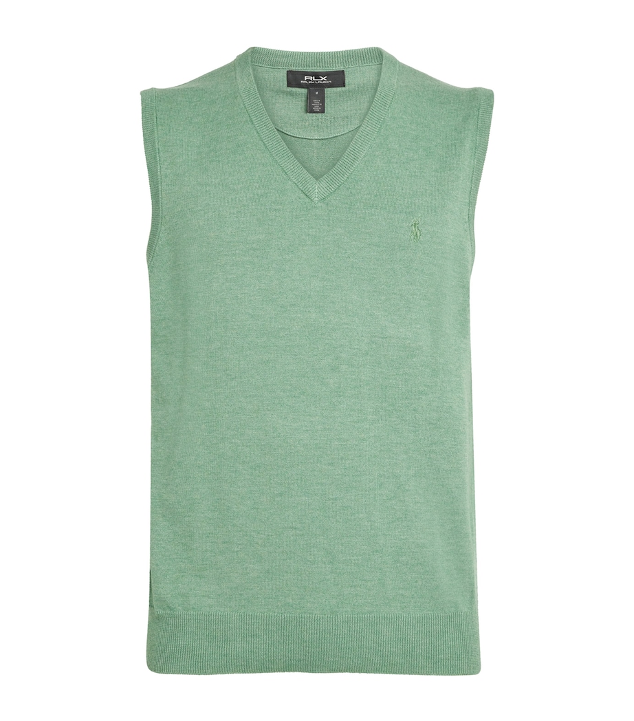 Cotton-Blend Polo Pony Sweater Vest FIELD OLIVE HEATHER Image 1