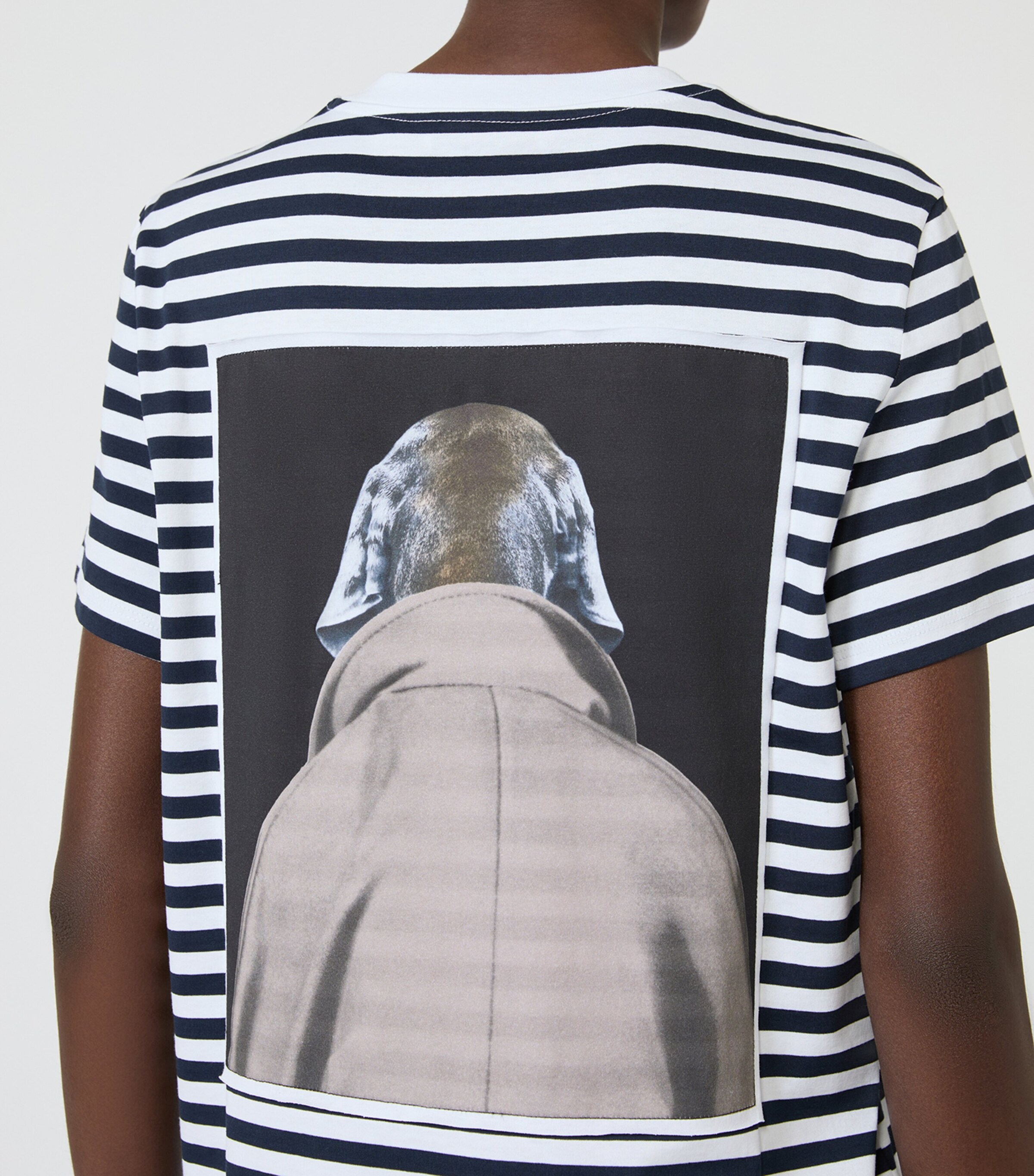 Max Mara Womens Stripe Dog Print T-Shirt White Blue Image 6