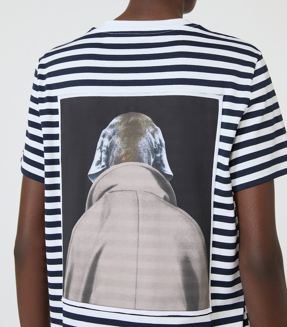 Max Mara Womens Stripe Dog Print T-Shirt White Blue Image 6