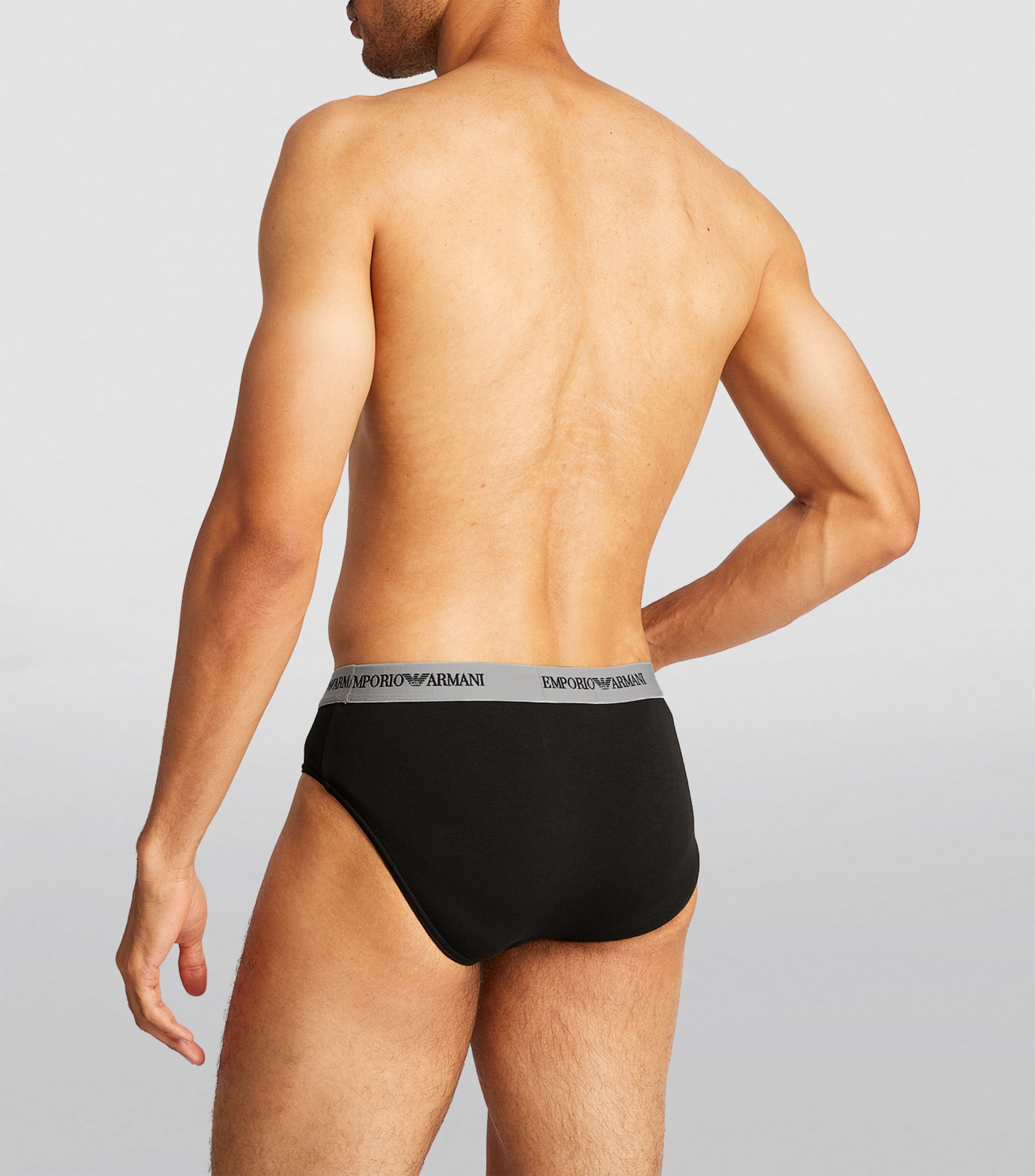 Stretch-Cotton Briefs (Pack of 2) 03320 BLK/GRY Image 3
