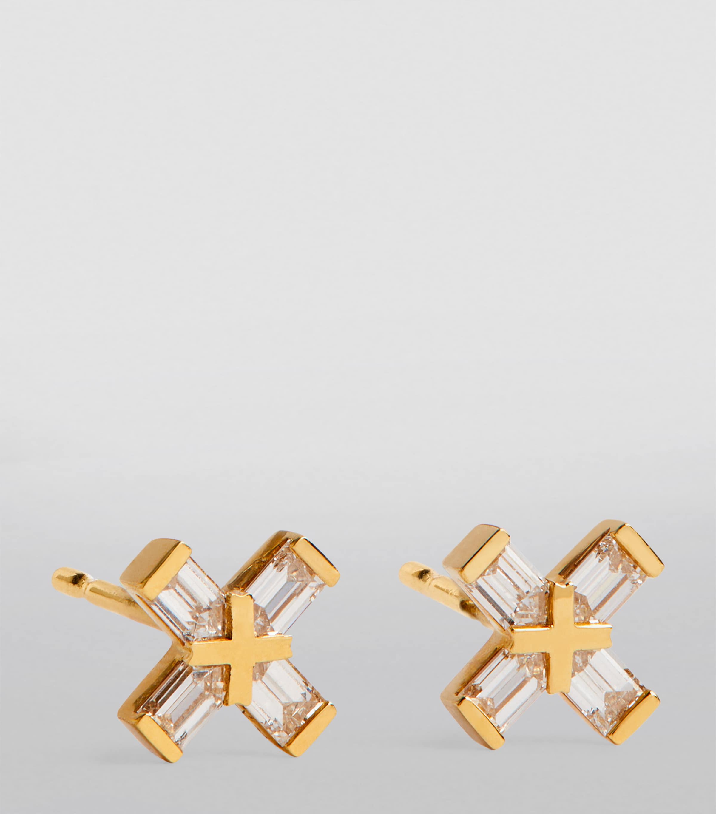 Yellow Gold and Diamond Exploding X Stud Earrings YELLOW GOLD Image 2