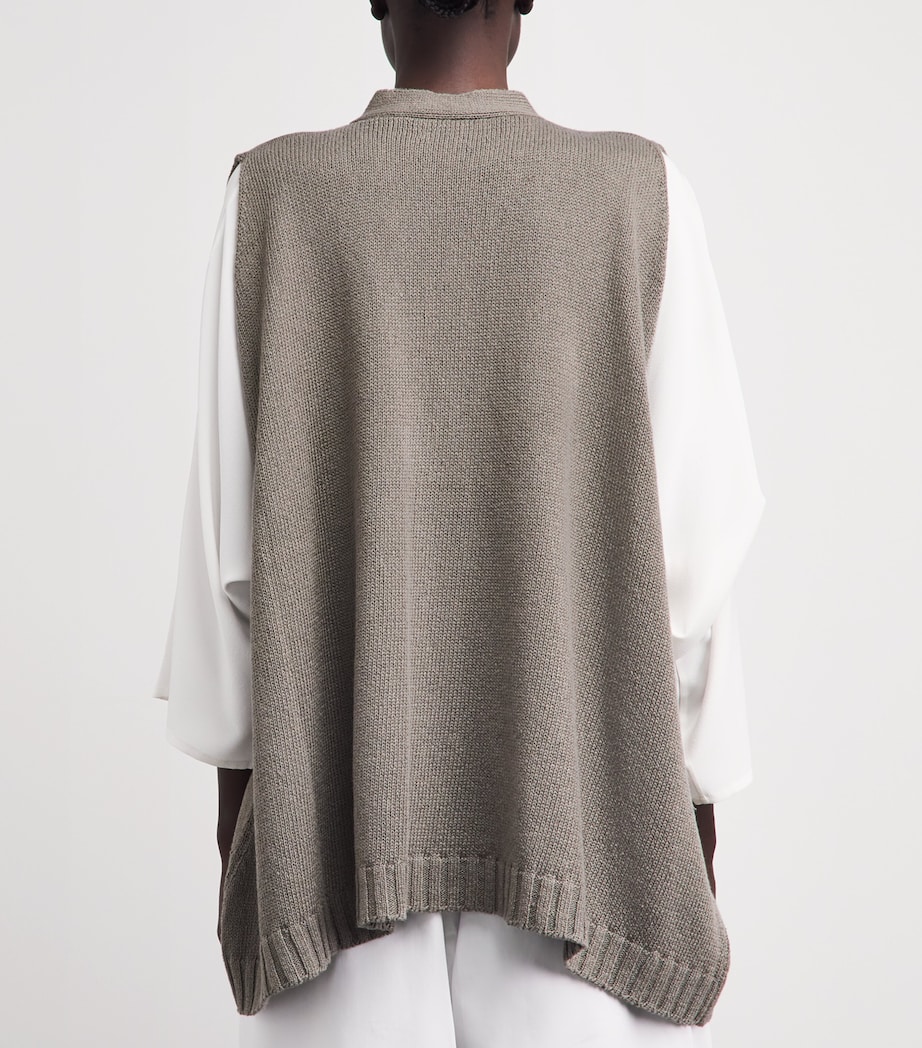 Eskandar Womens Linen-Organic Cotton Sleeveless Cardigan Mink Image 5