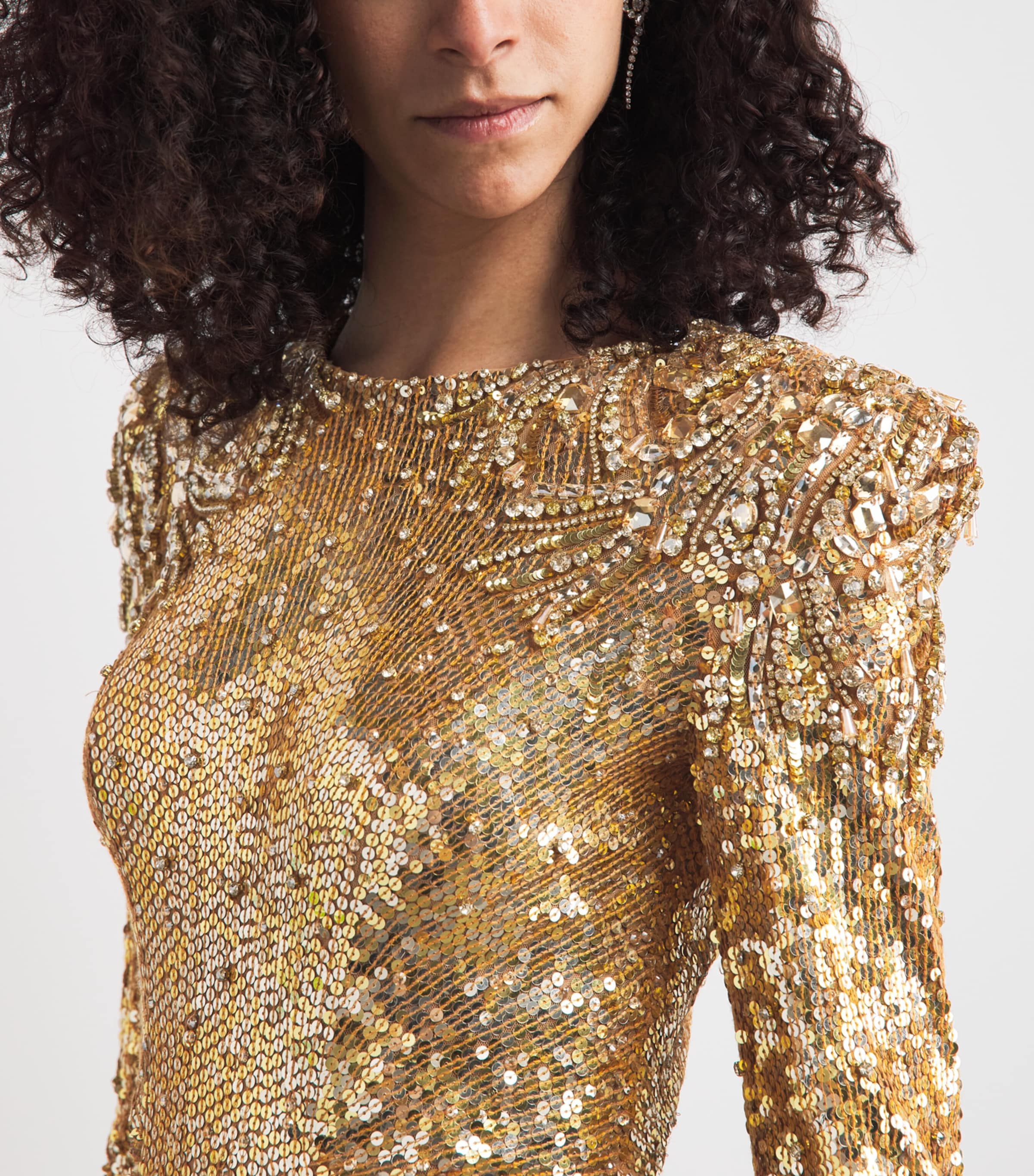 Jenny Packham Womens Sequinned Dulcet Gown Caramel Image 3