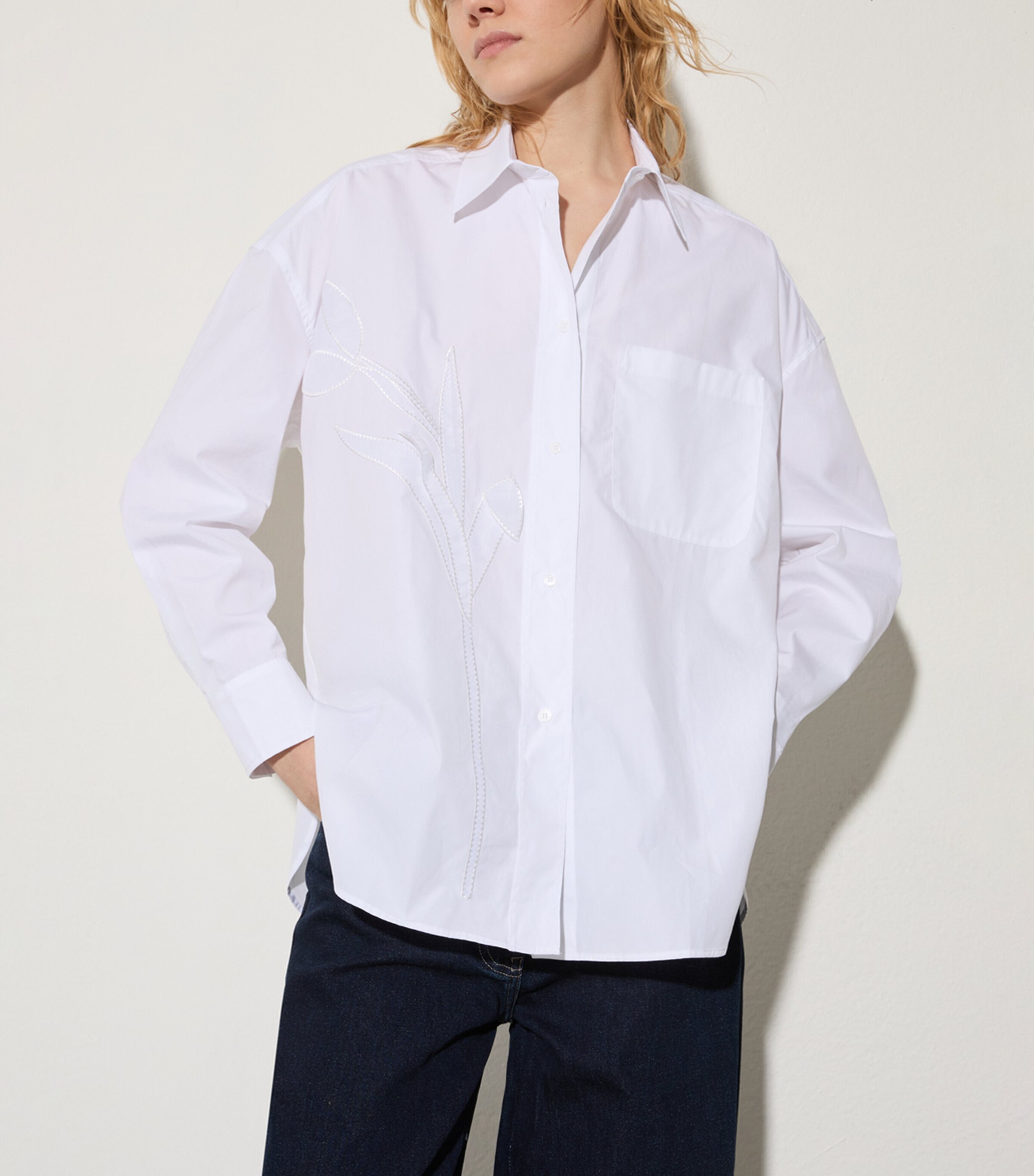 MAX&Co. Womens Cotton Embellished Shirt Optical White Image 2