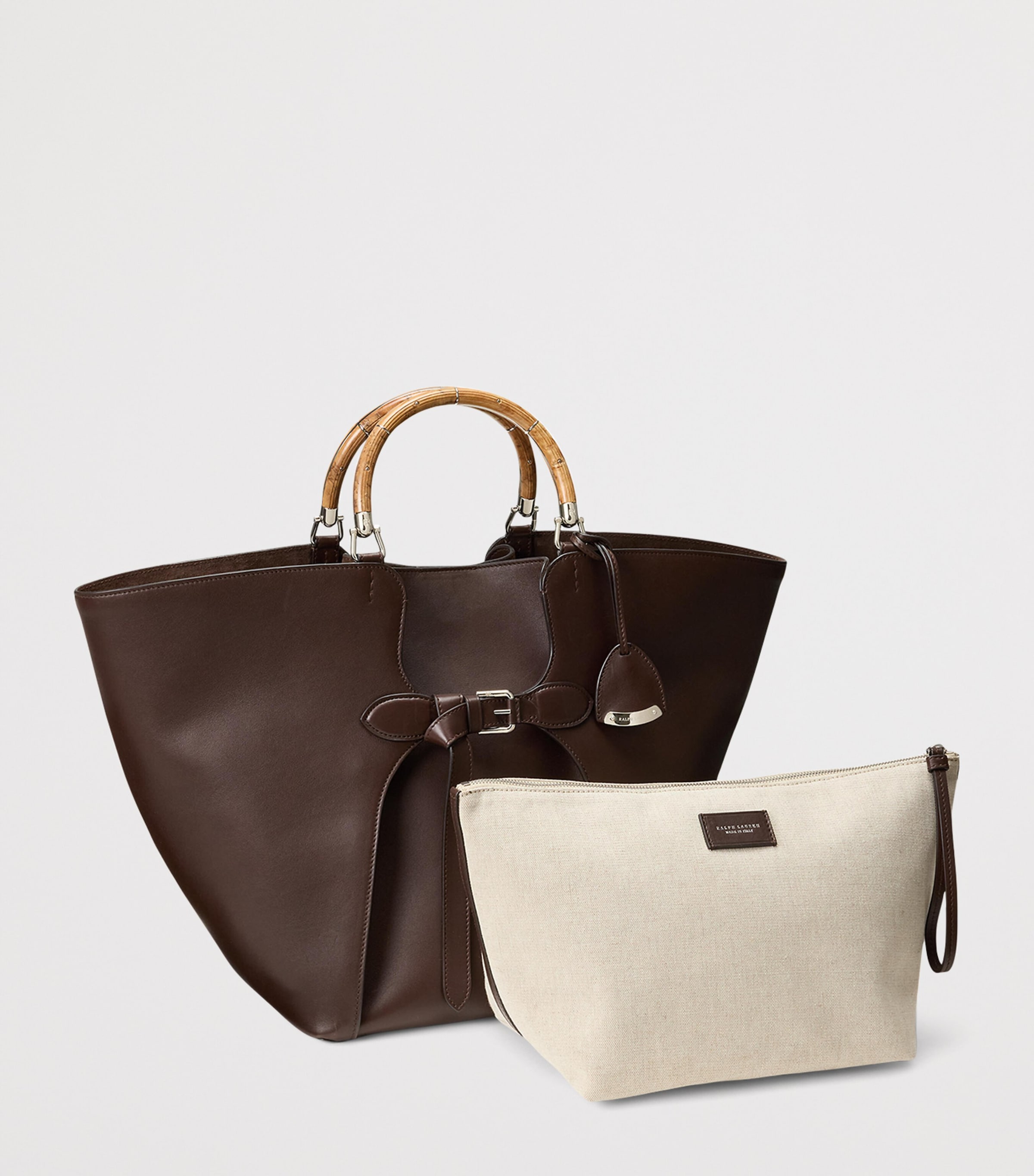 Ralph Lauren Collection Leather Ralph Tote Bag Mocha Image 2