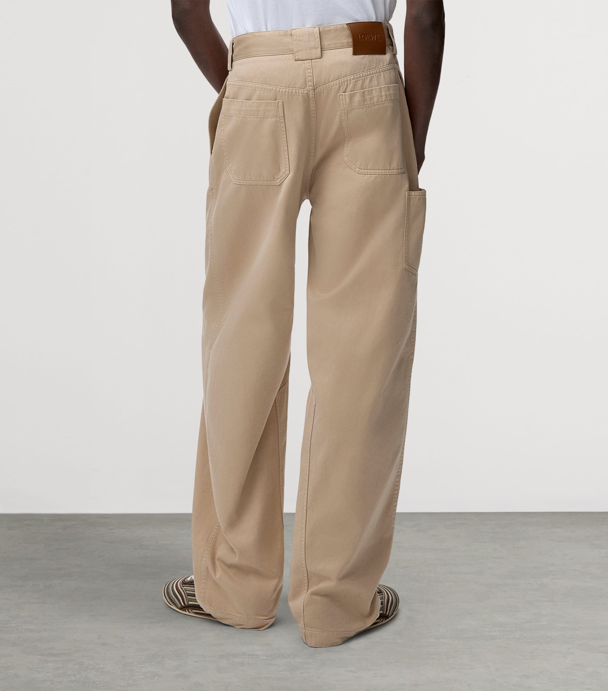 LOEWE Mens x Paula's Ibiza Cotton Straight Trousers Sand Image 4