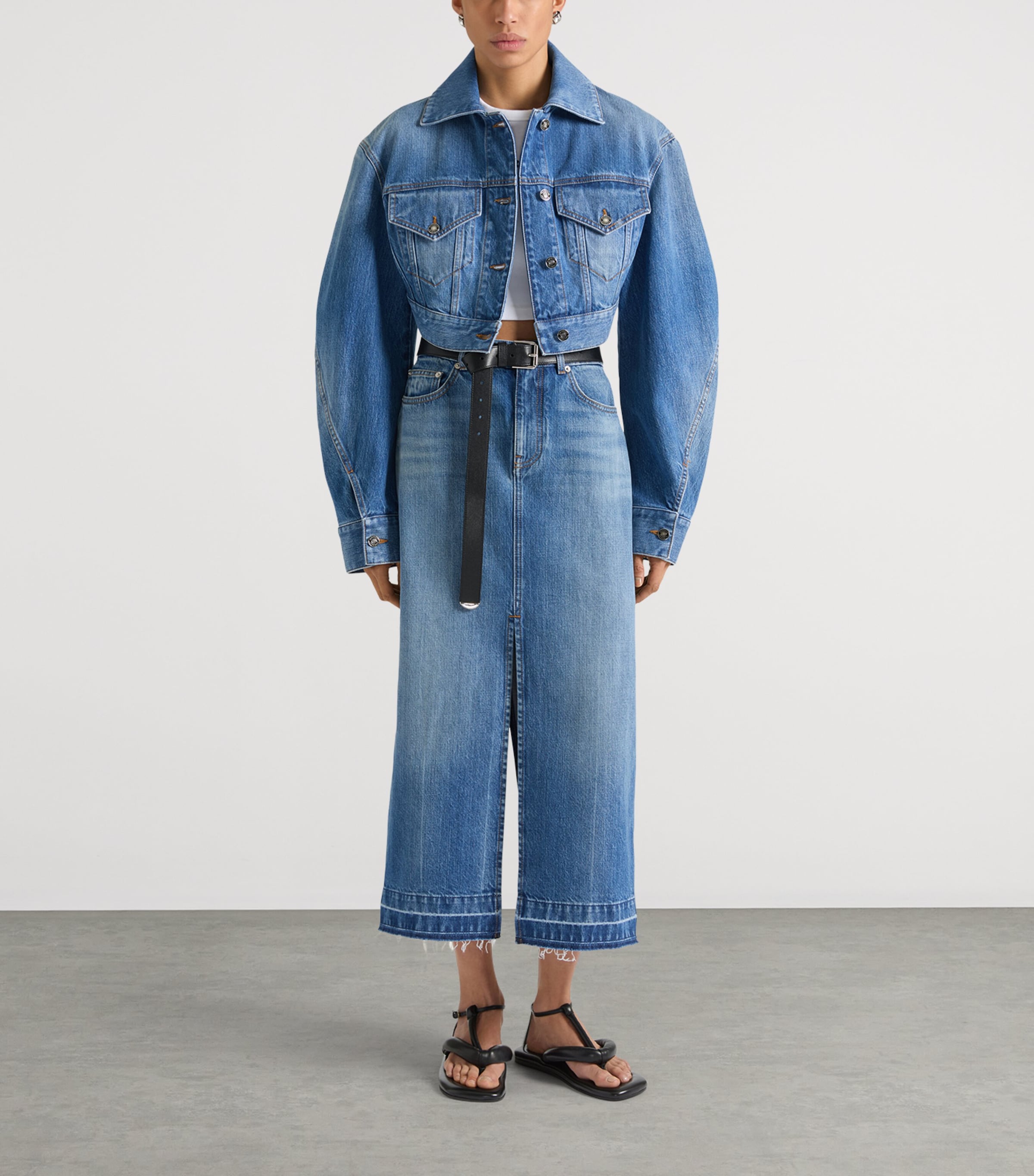 Givenchy Womens Denim Midi Skirt Medium Blue Image 2