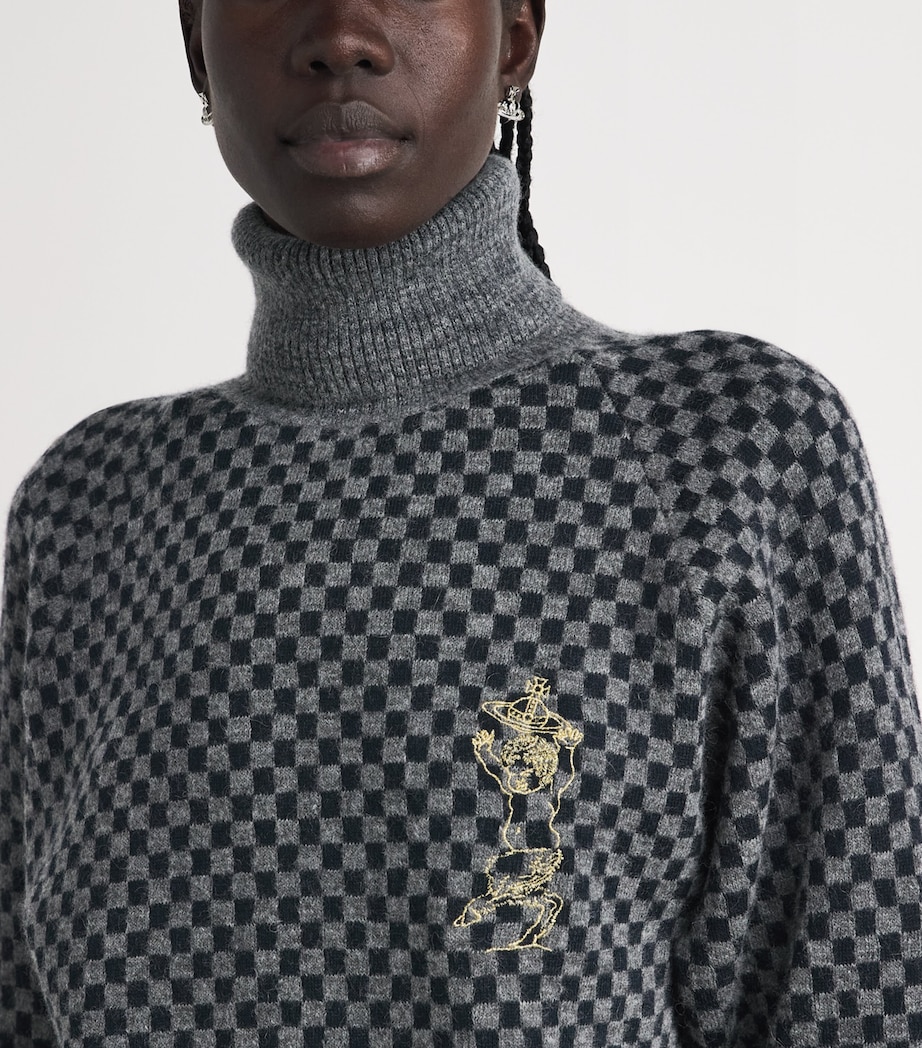 Vivienne Westwood Womens Checkmate Rollneck Sweater Melange/nvy Image 3