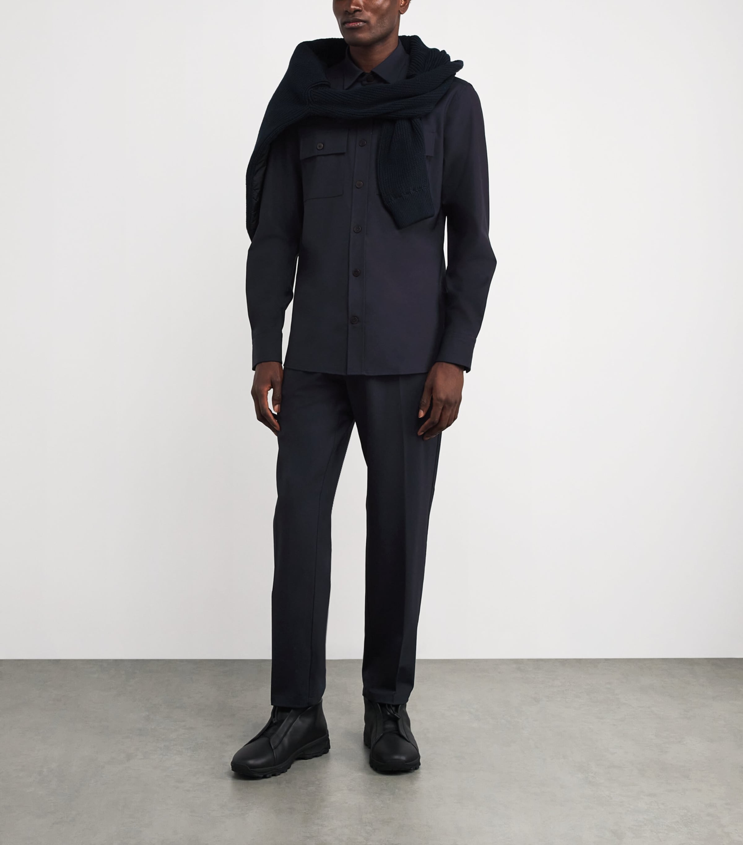 Bogner Mens Wool-Blend Clive Shirt Navy Image 2