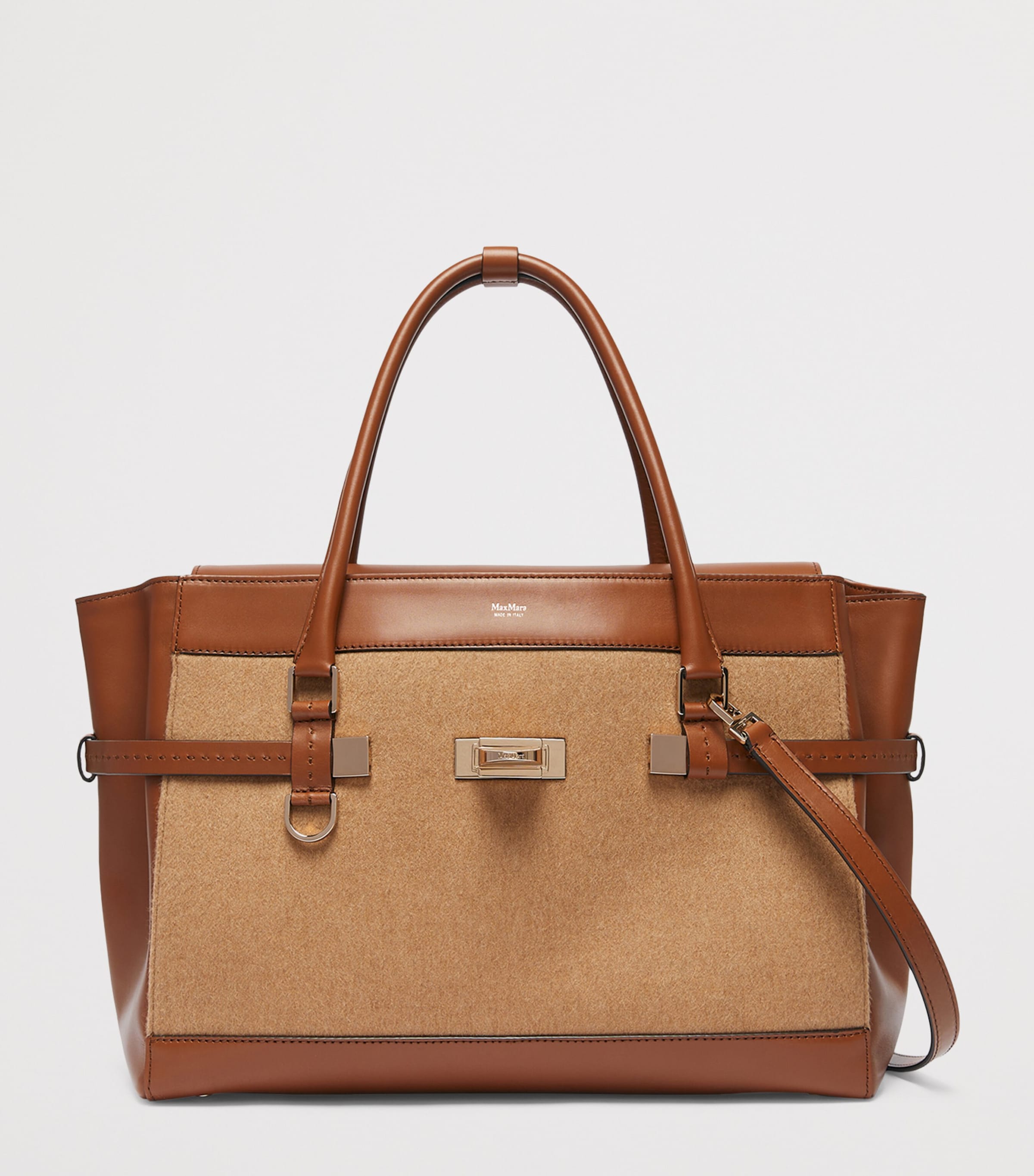 Medium Camel Wool Margaux Top-Handle Bag CAMEL Image 5