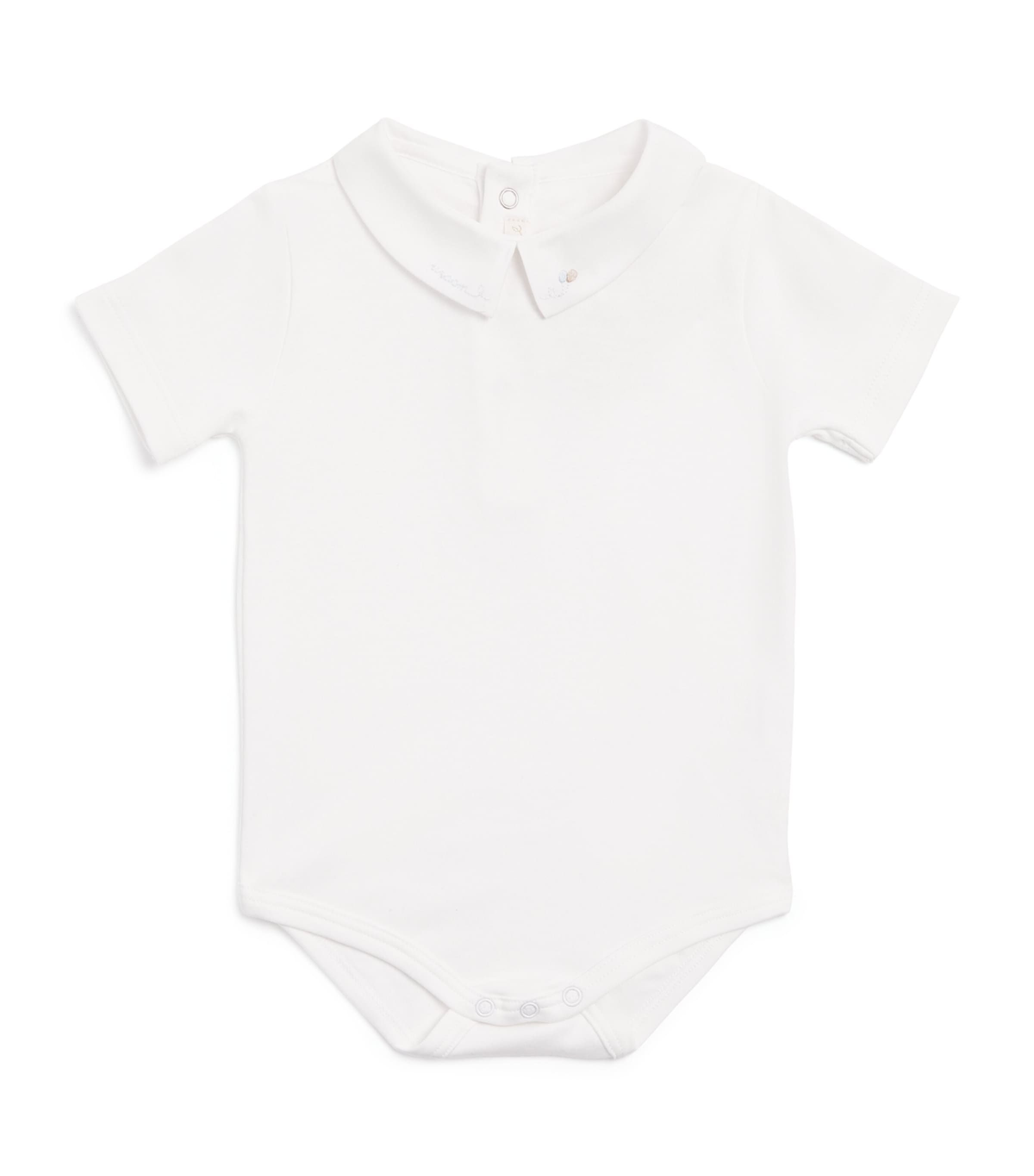Marie-Chantal Pima Cotton Race Car Bodysuit (0-18 Months) Ivory/sepia Image 1