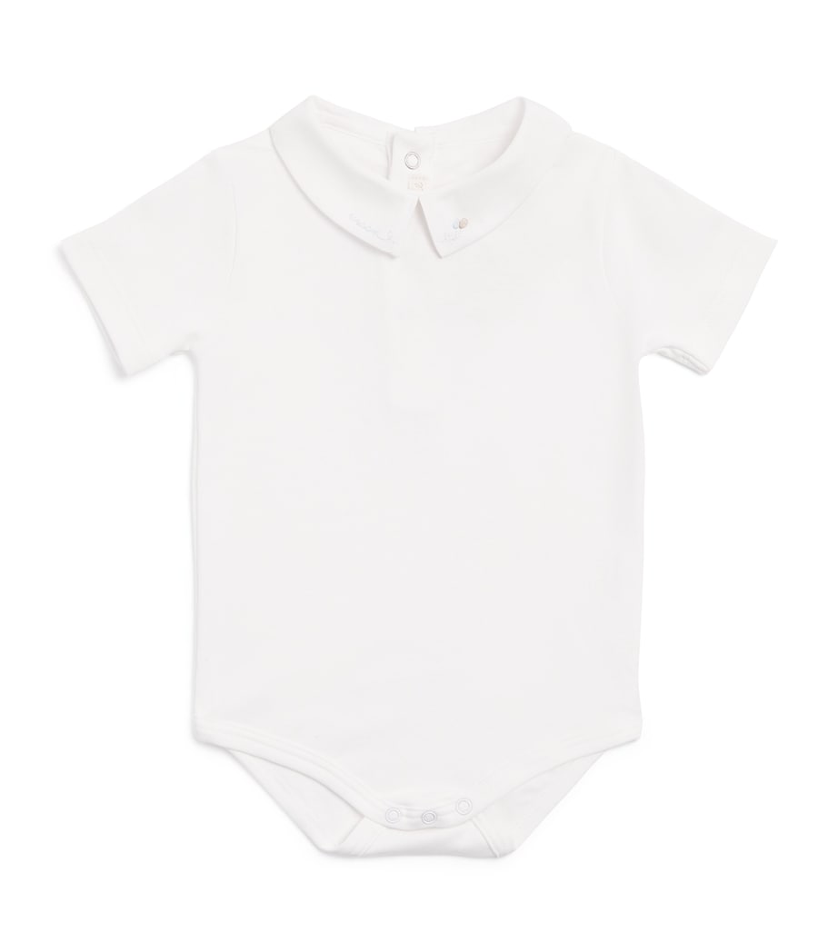 Marie-Chantal Pima Cotton Race Car Bodysuit (0-18 Months) Ivory/sepia Image 1