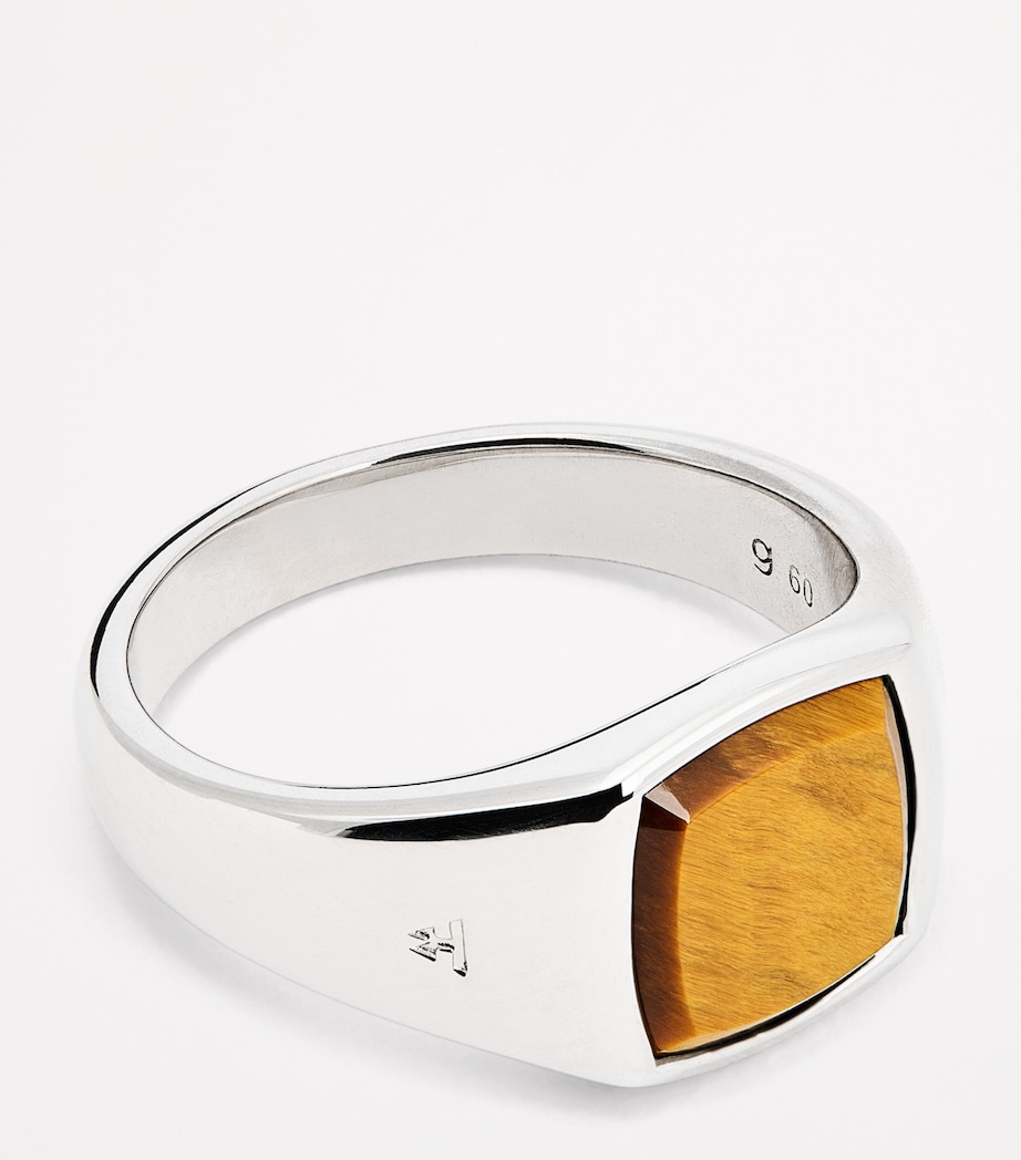 Rhodium-Plated Sterling Silver Kay Tiger Eye Ring S925 Image 3