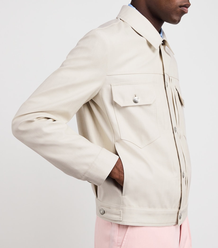 Wool-Silk-Blend Denim Jacket 0007 BIANCO Image 6