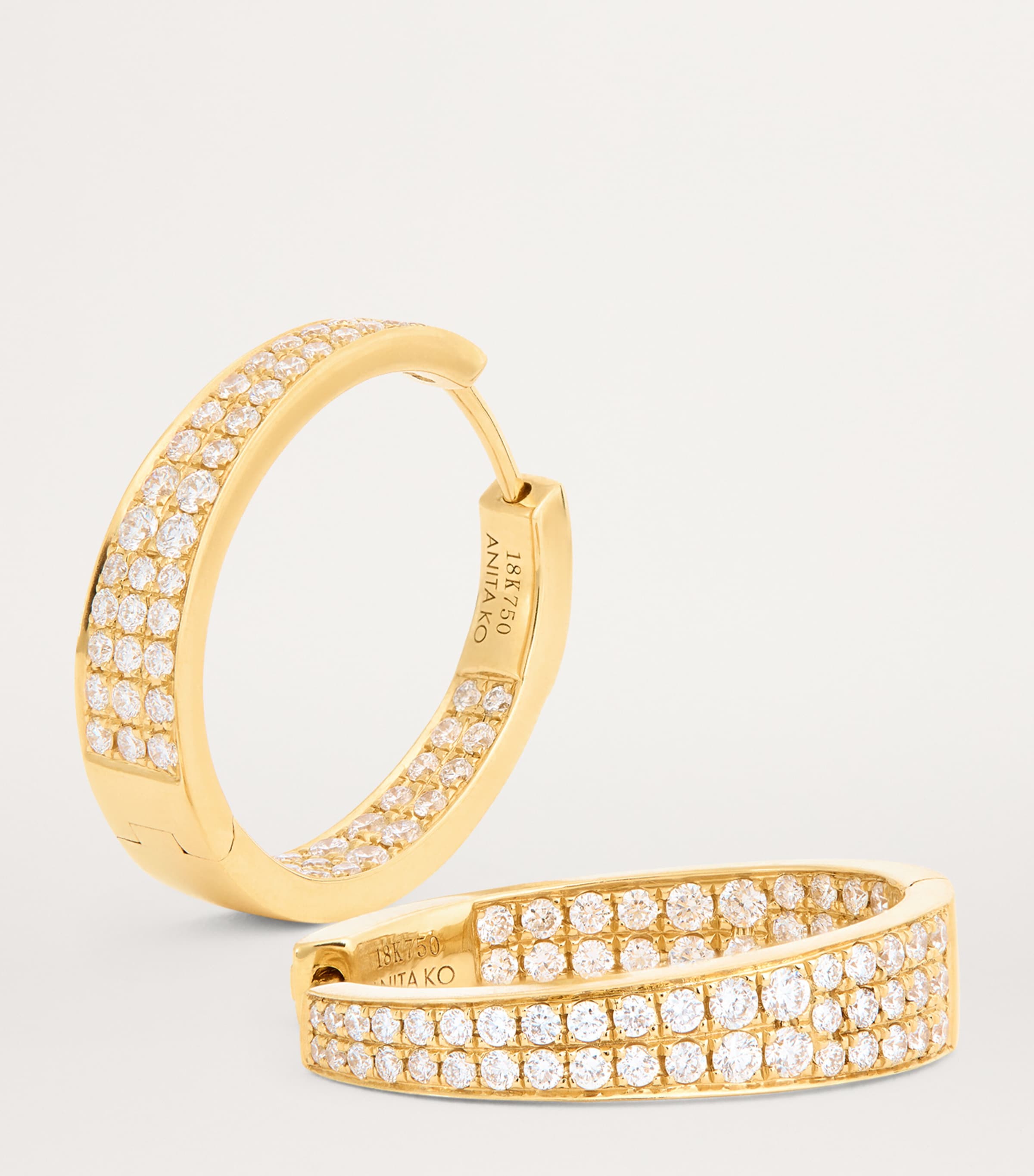 Yellow Gold and Diamond Hoop Earrings YELLOW GOLD Image 6
