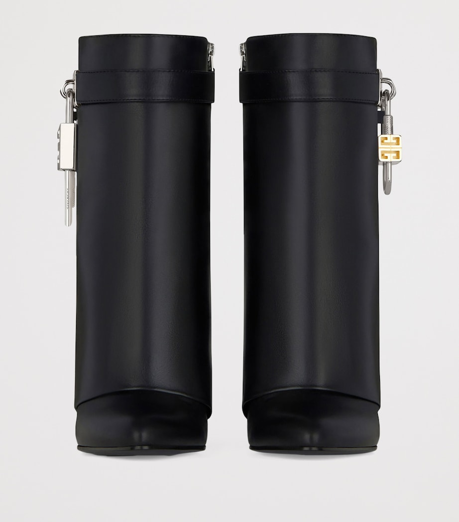 Leather Shark Lock Ankle Boots 90 BLACK Image 2