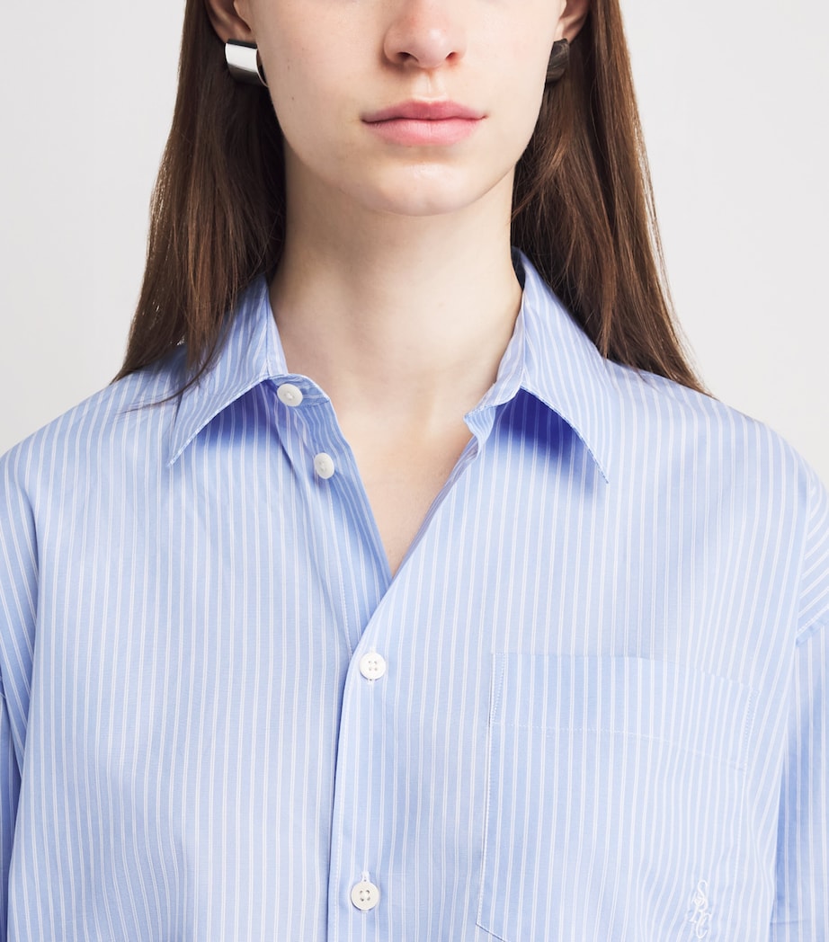 Sporty & Rich Womens Cotton Stripe Oversized Shirt Blue Stripe Image 3