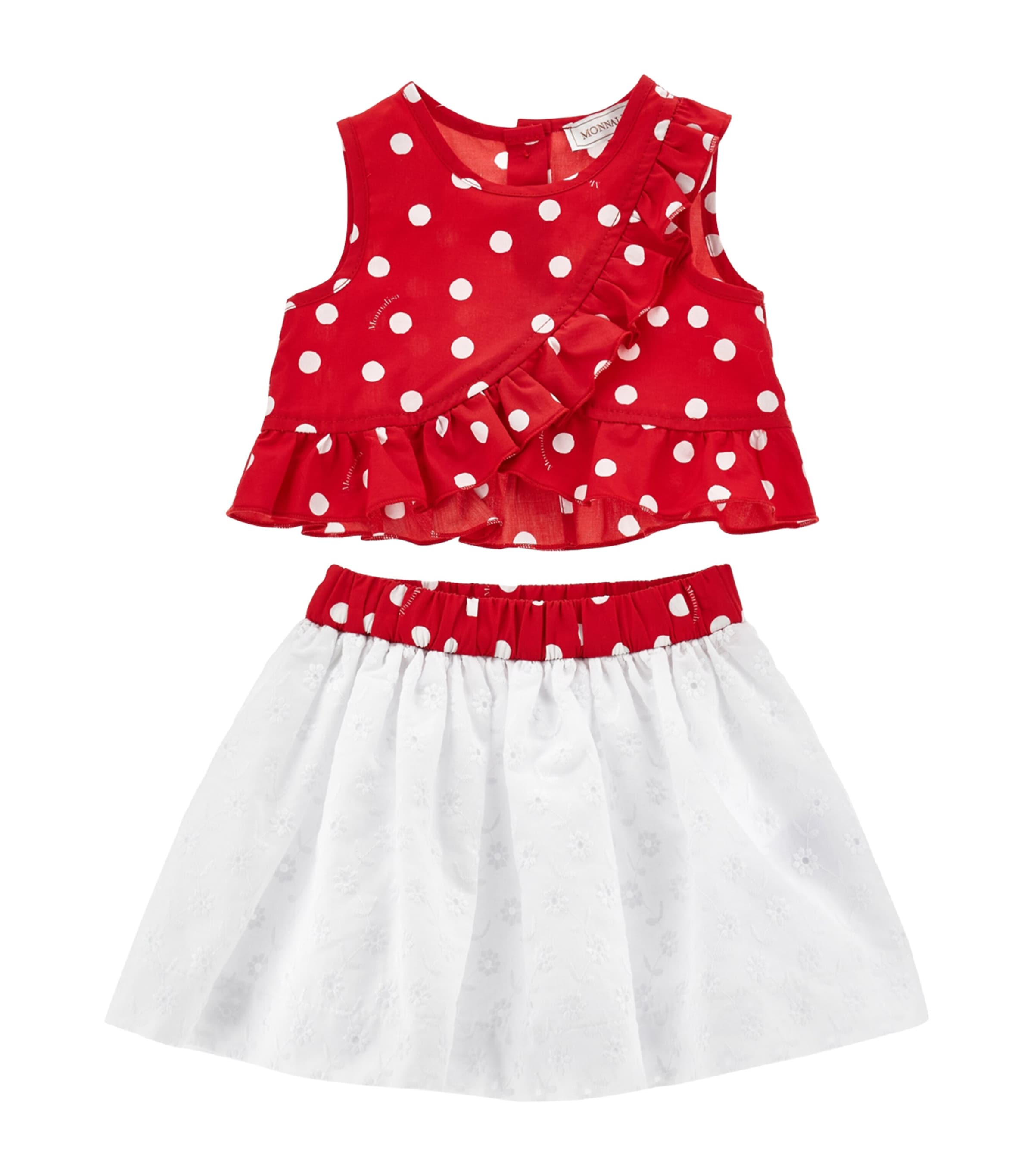 Cotton Top and Skirt Set (3-36 Months) ROSSO + BIANCO Image 1