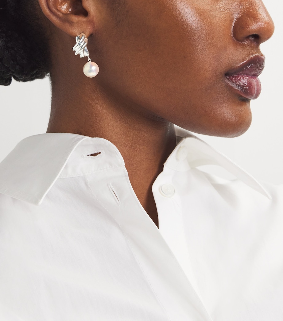 Sterling Silver and Freshwater Pearl Drop Earrings SILVER Image 2