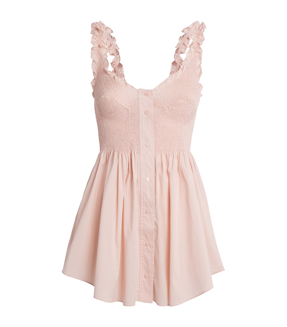 Skims Womens Cotton-Blend Smocked Mini Dress Dusty Pink Image 1