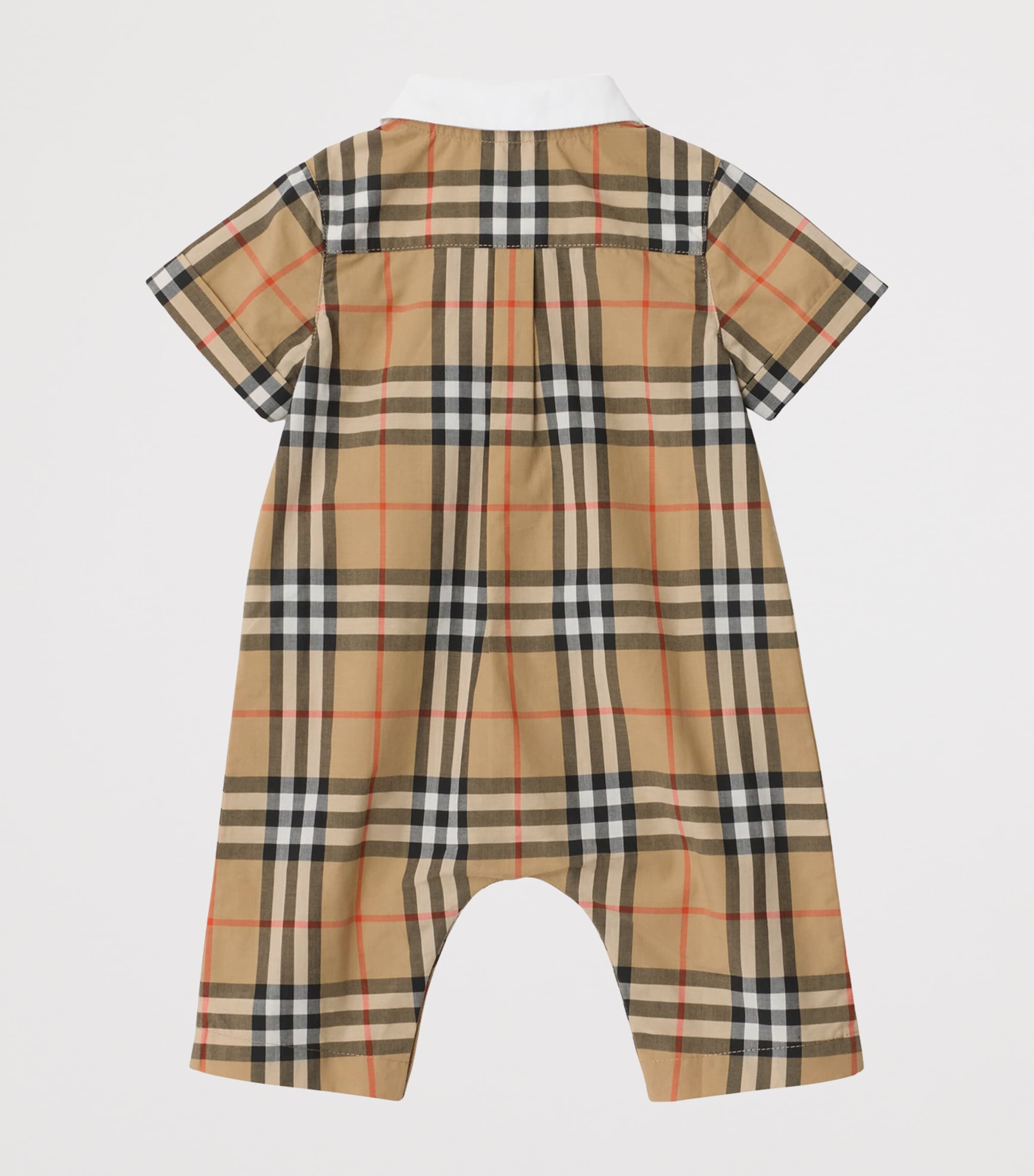 Cotton Check Playsuit (1-18 Months) SAND IP CHECK Image 2