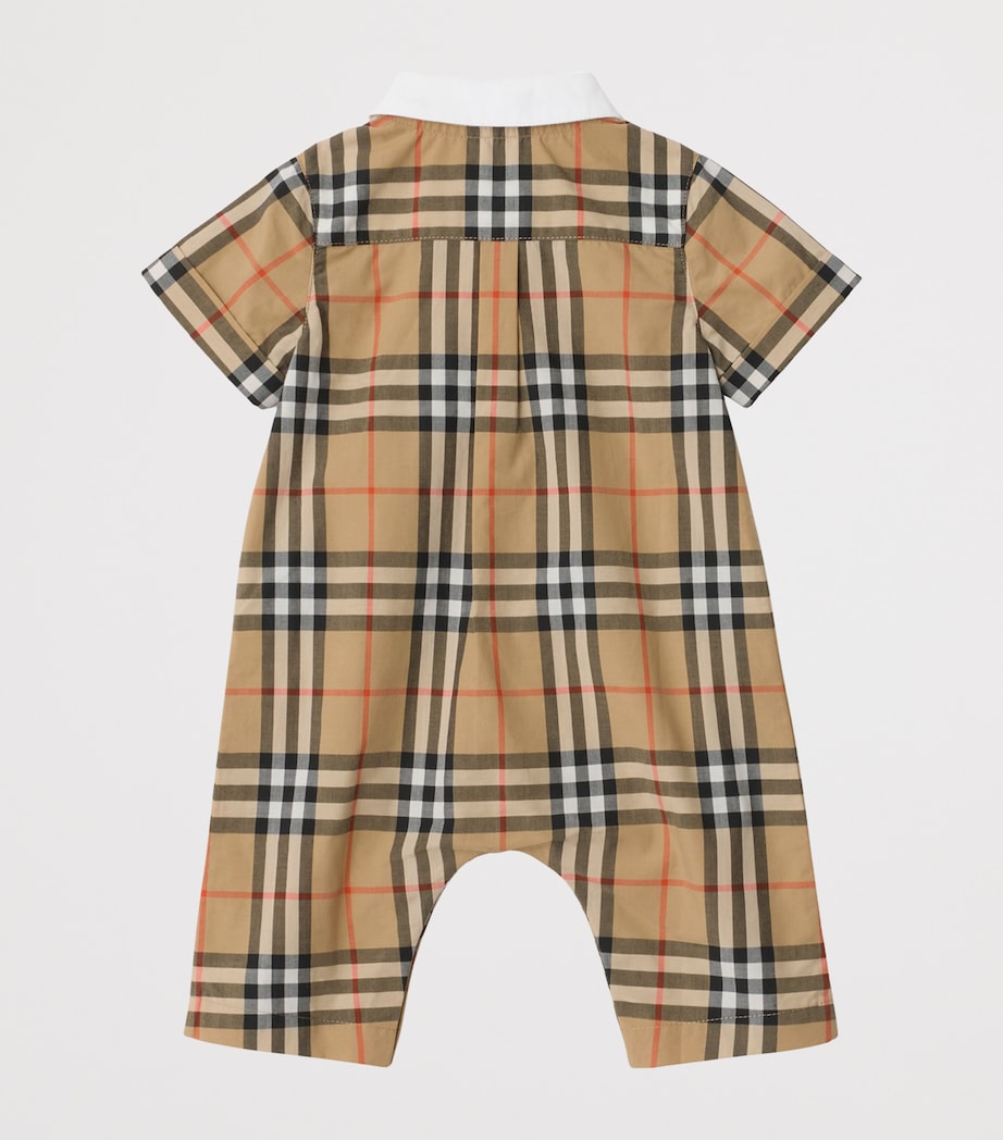 Cotton Check Playsuit (1-18 Months) SAND IP CHECK Image 2