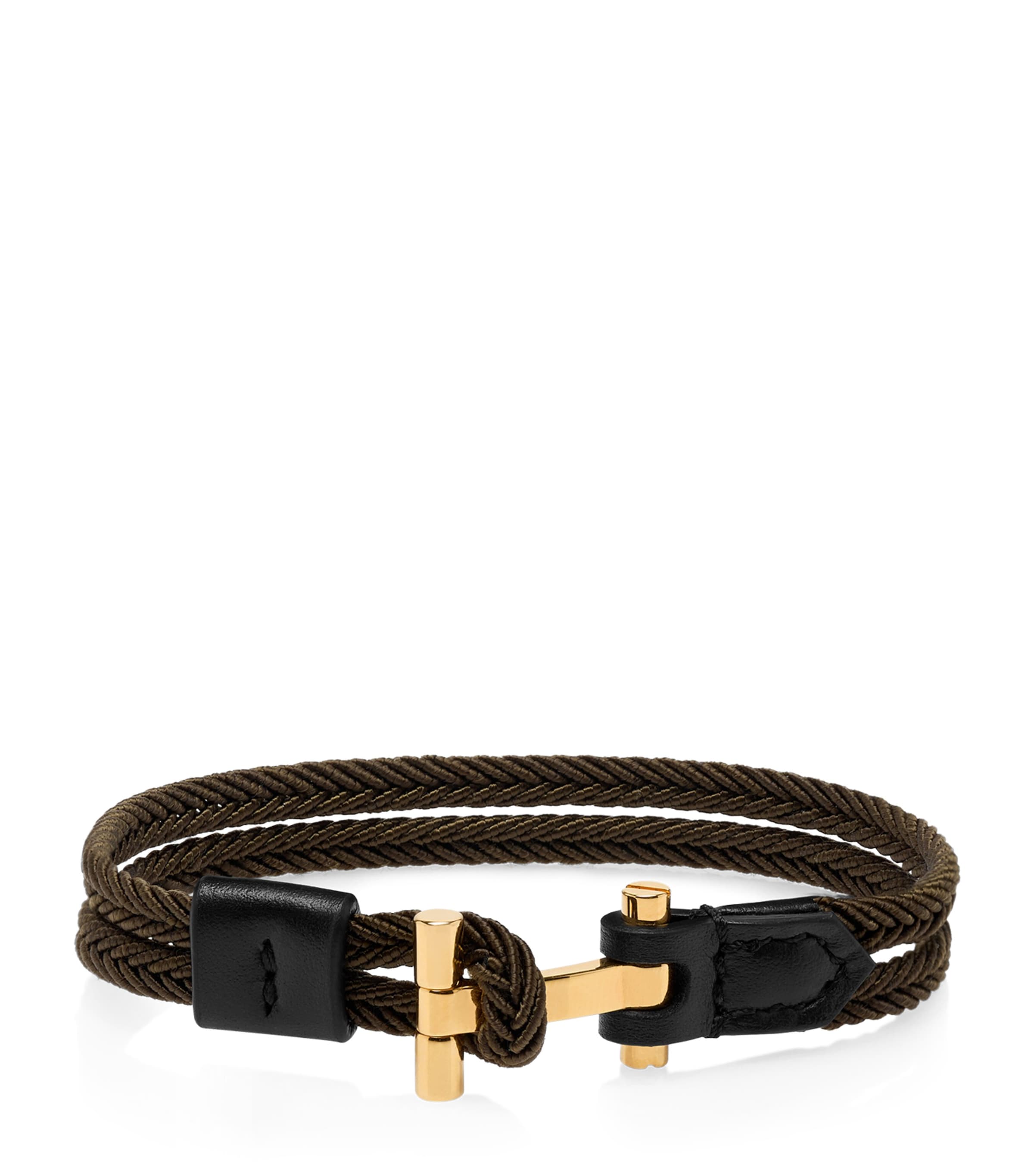 TOM FORD Leather Braided Bracelet Harrods UK