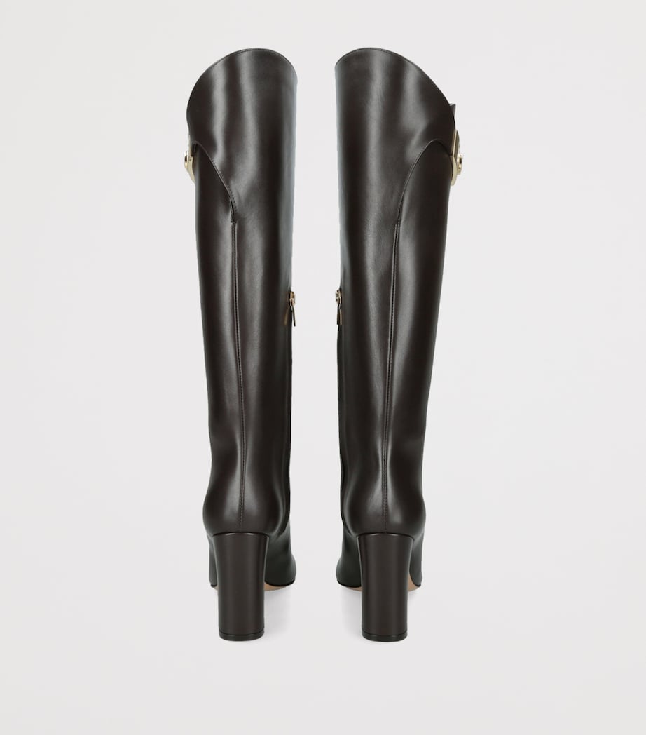 Salvatore Ferragamo Brown Leather Enni Knee-High Boots 95 | Harrods US
