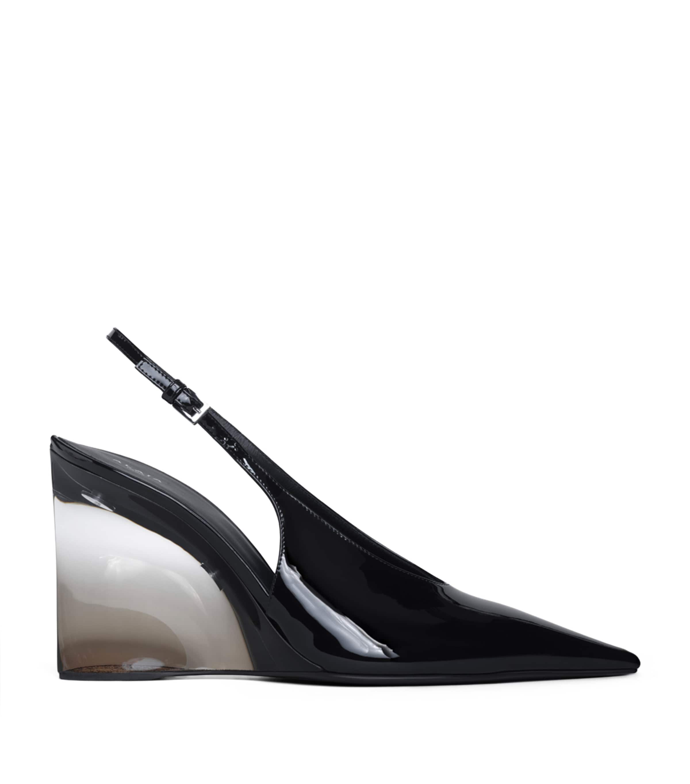 Alaïa Patent Leather Invisible Wedge Slingback Pumps 90 Black Image 1