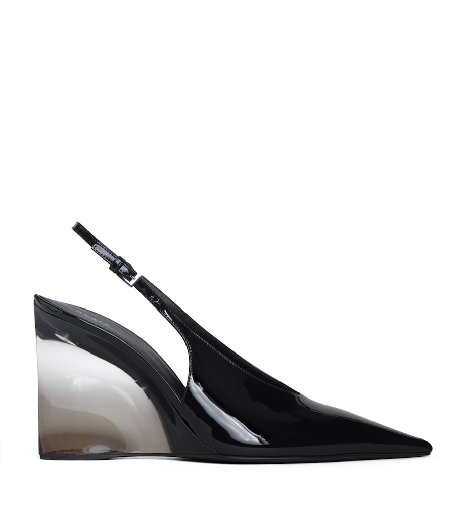 Alaïa Patent Leather Invisible Wedge Slingback Pumps 90 Black Image 1