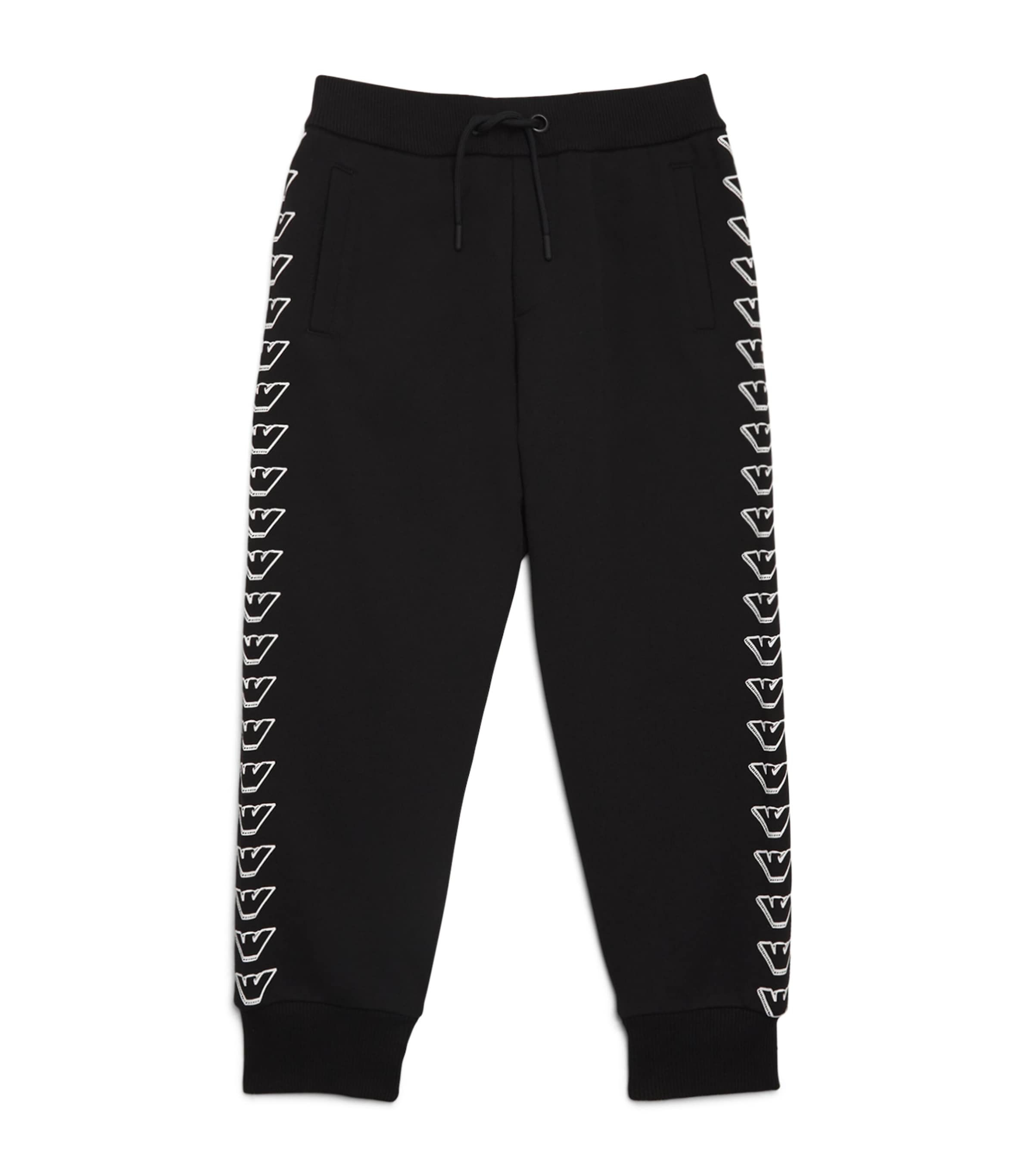 Shop Emporio Armani Eagle-tape Sweatpants In Black