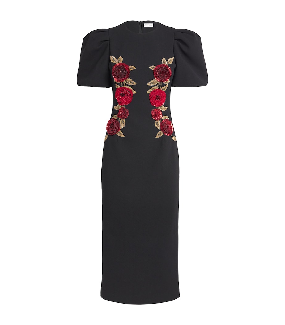 Appliqué Rosetta Midi Dress BLACK Image 1