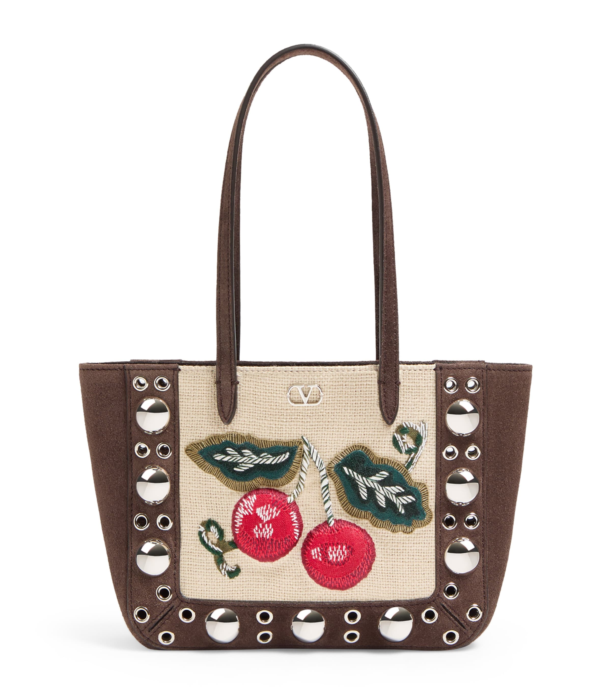 Valentino Mini Suede Embroidered Nellcôte Tote Bag
