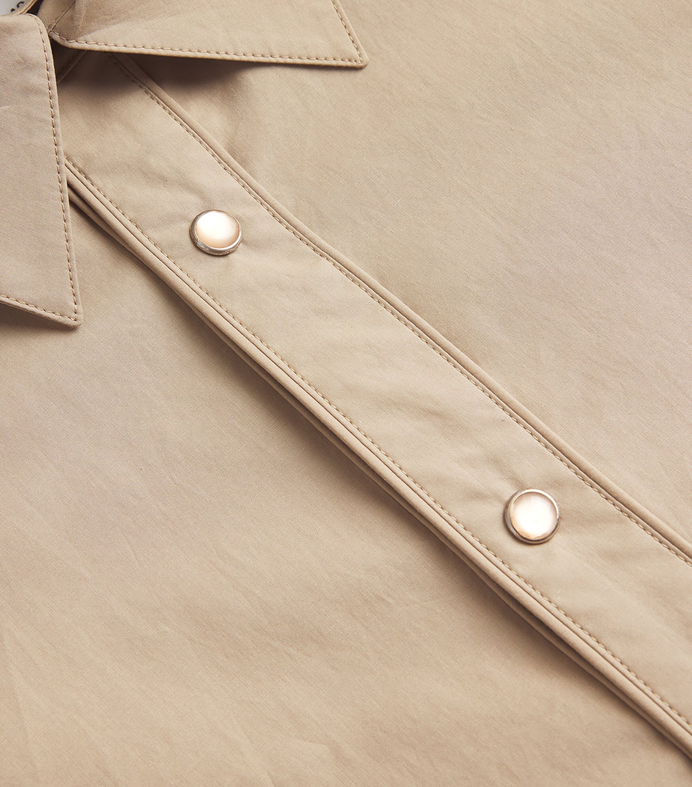 Le 17 Septembre Mens Cotton Press-Stud Shirt Beige Image 5